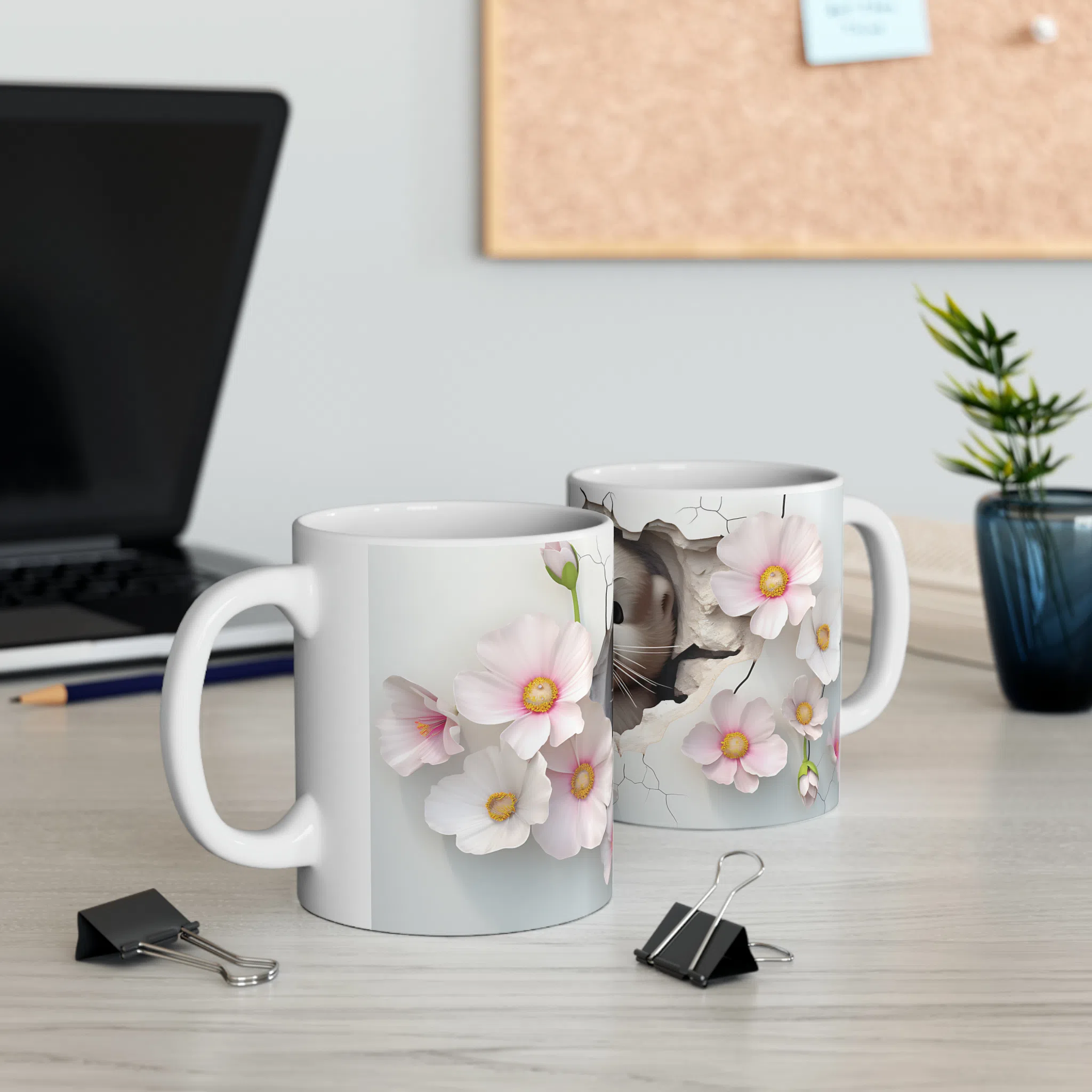 ماگ طرح سه بعدی سمور و گل مدل NM3054 — تصویر 7