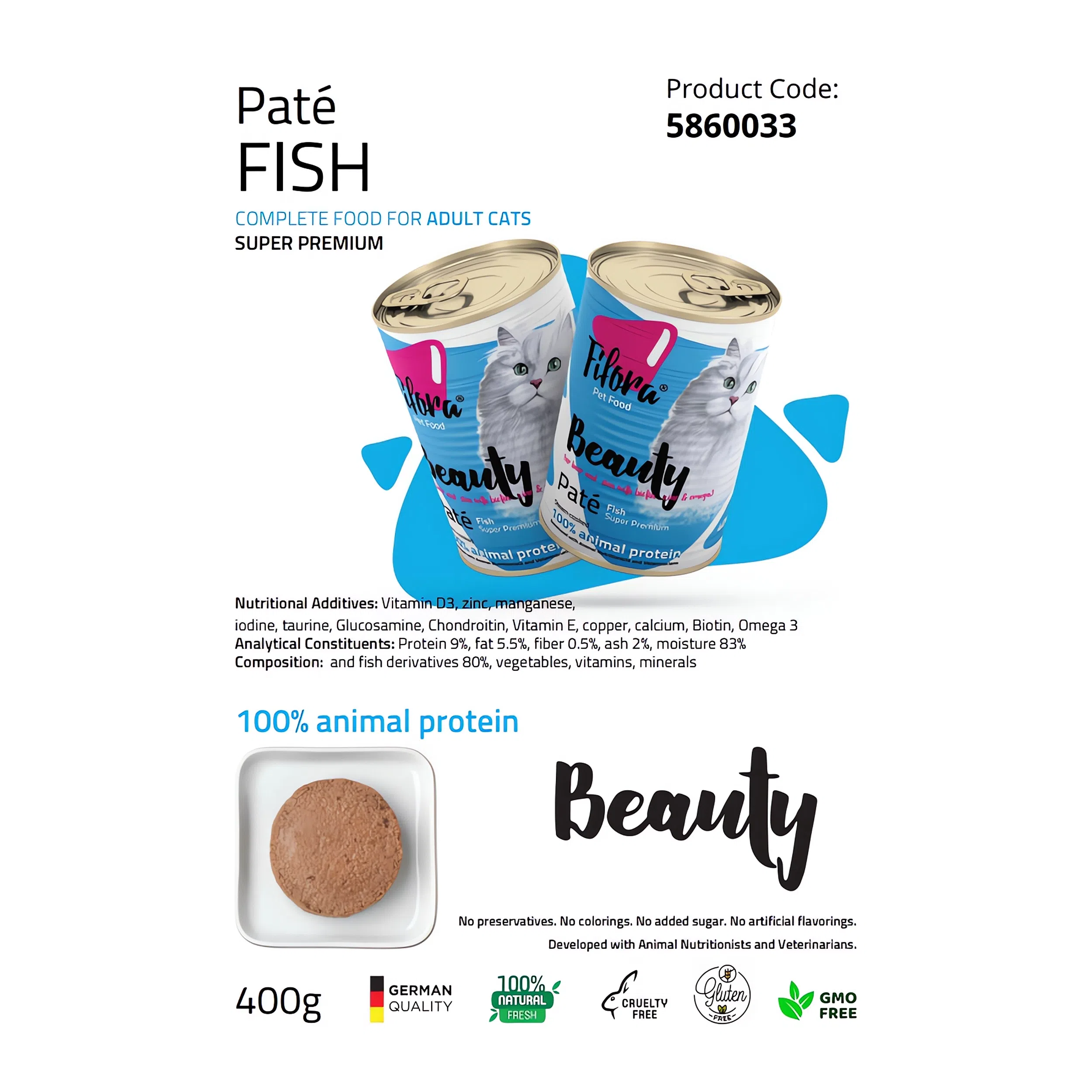 کنسرو غذای گربه فیفورا مدل Beauty Hair &amp; Skin  وزن 400 گرم — تصویر 2