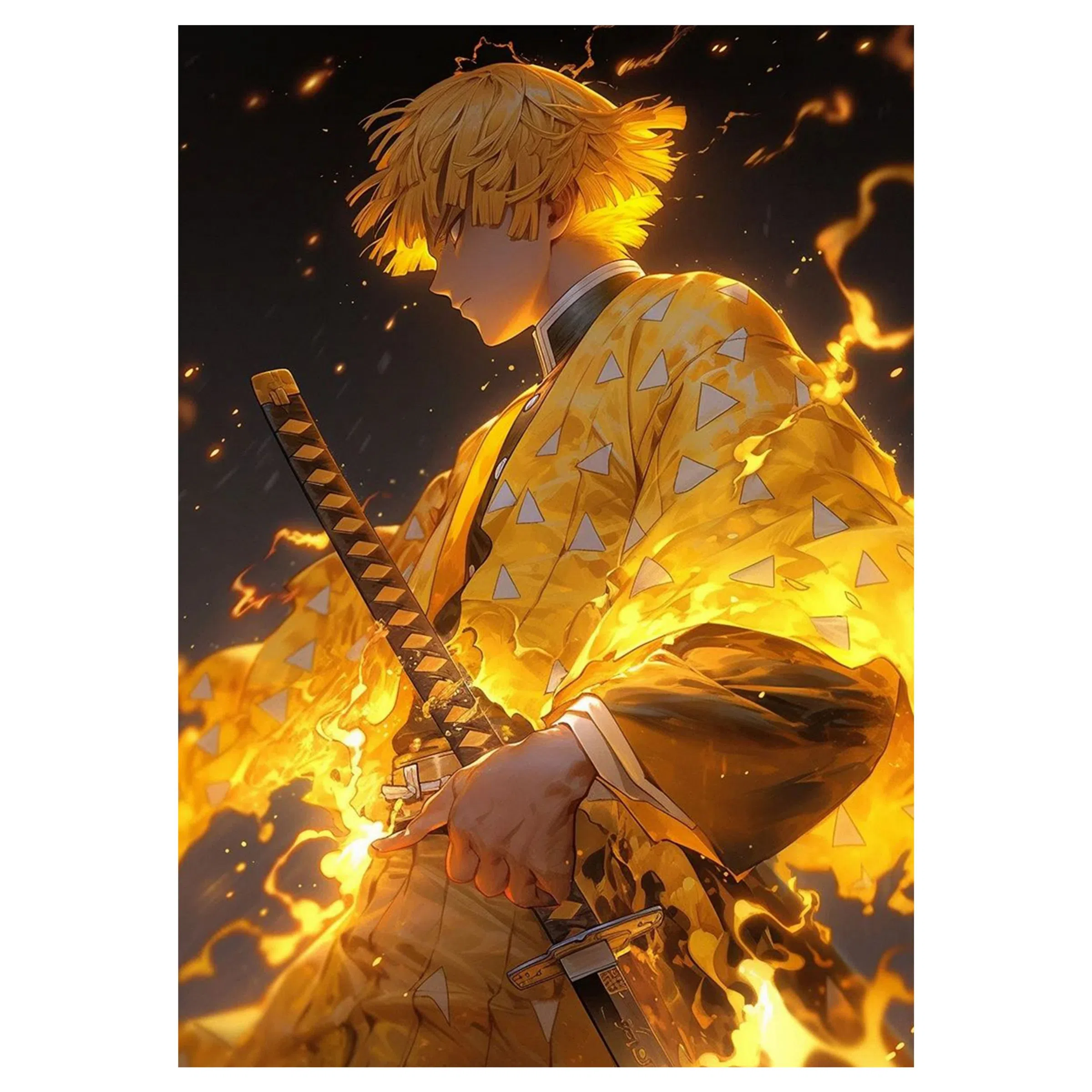 تابلو شاسی لیمینات طرح انیمه شیطان کش زنیتسو Demon Slayer Zenitsu مدل NV1554