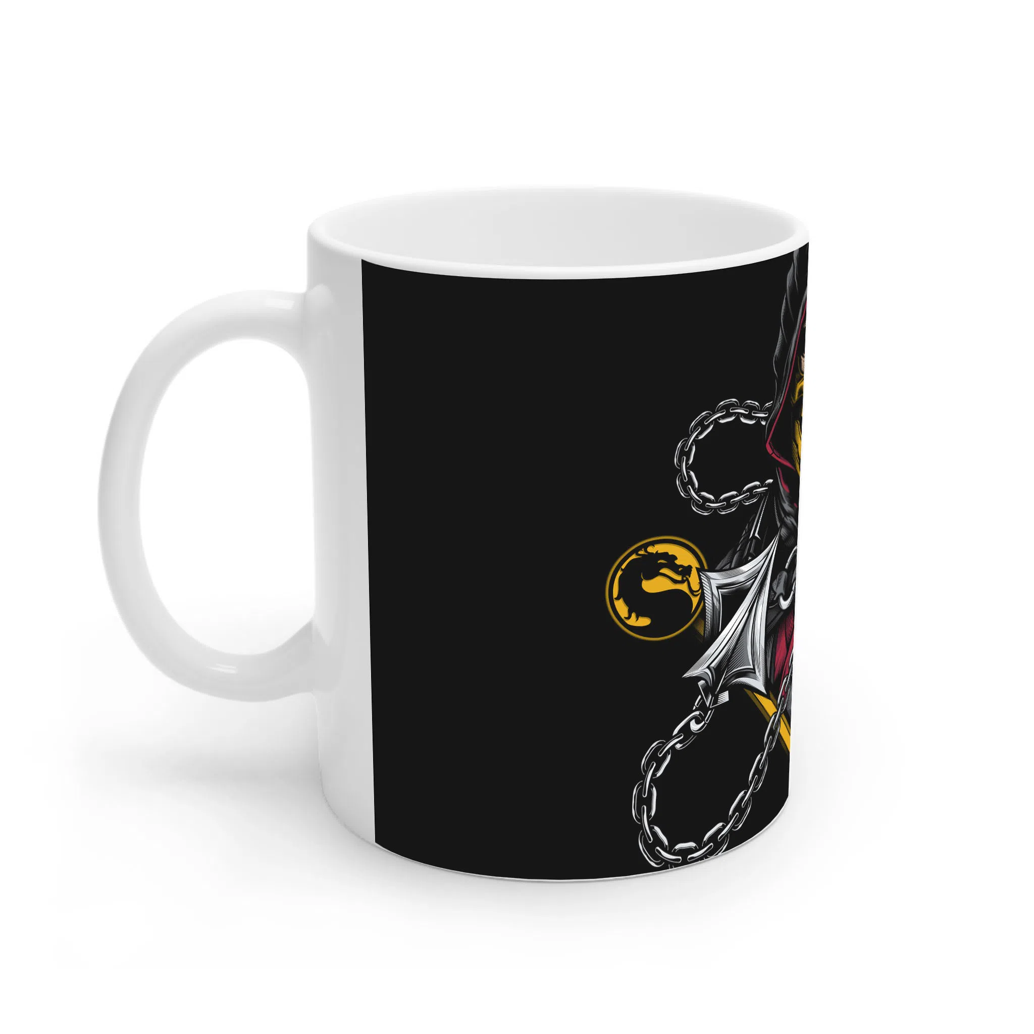 ماگ لیمینات طرح بازی مورتال کامبت Mortal Kombat Game اسکورپیون با زنجیر و ماسک طلایی کد NM8520 — تصویر 2