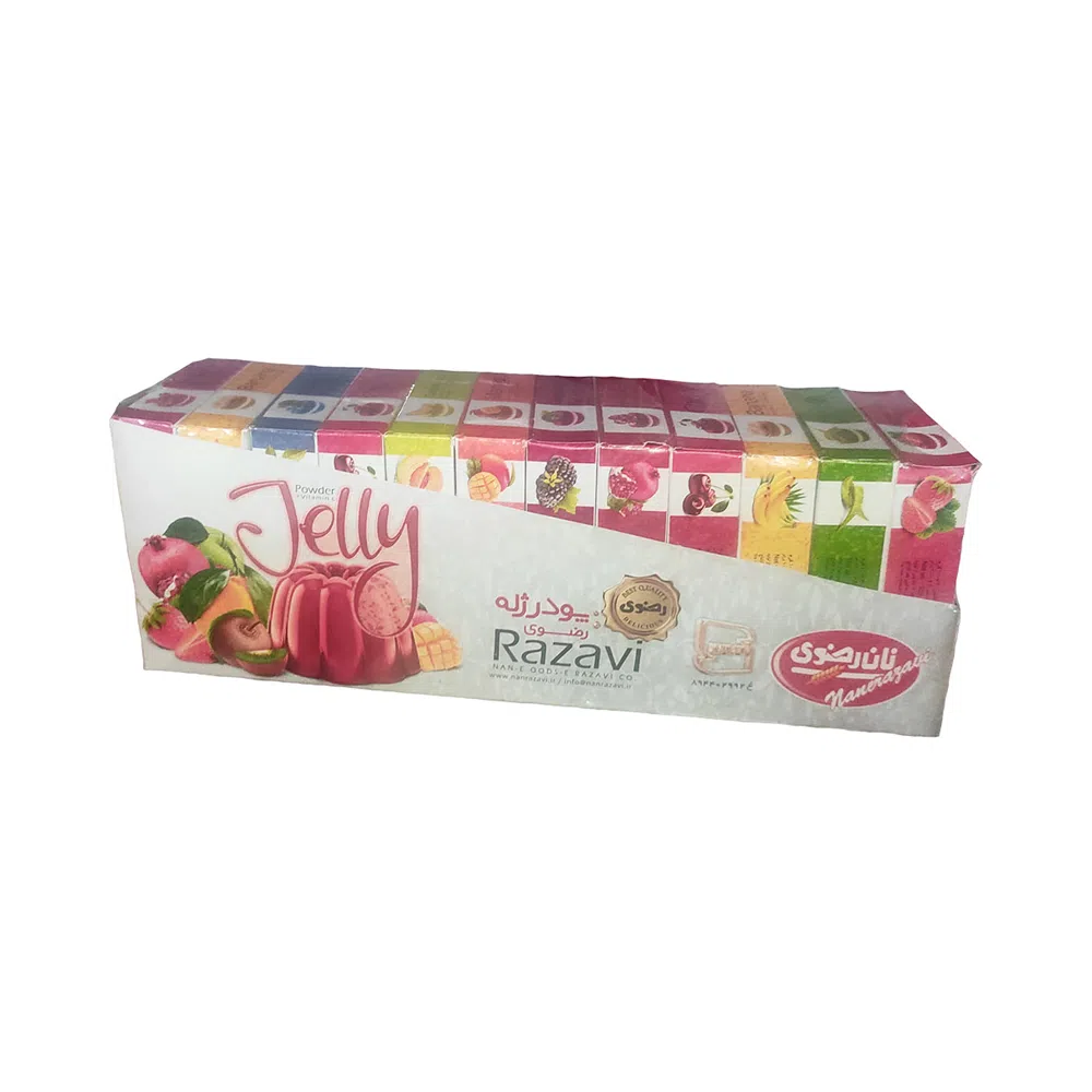 پودر ژله مخلوط نان رضوی 100 گرم بسته 12 عددی