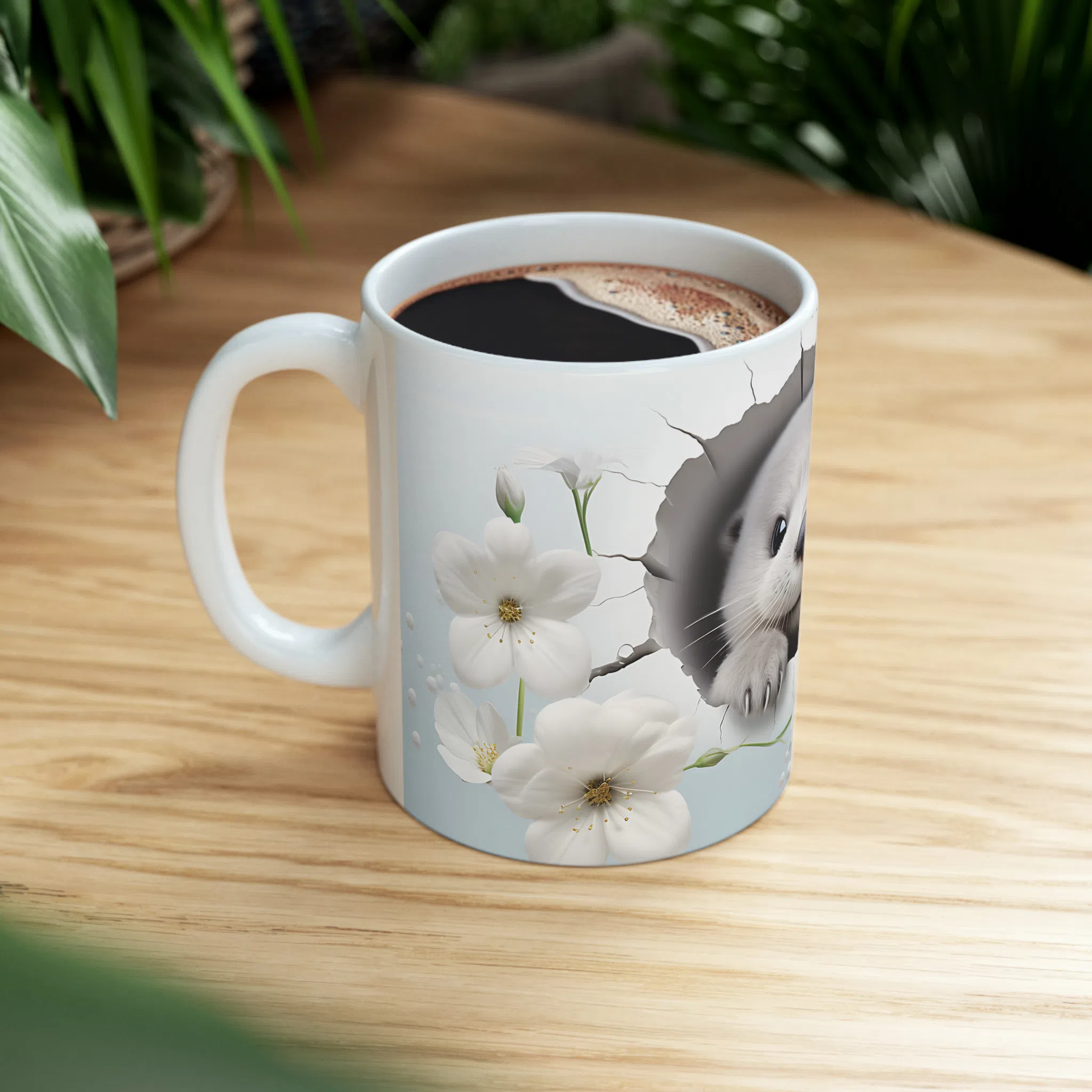 ماگ طرح سه بعدی سمور میان گل ها مدل NM3068 — تصویر 3
