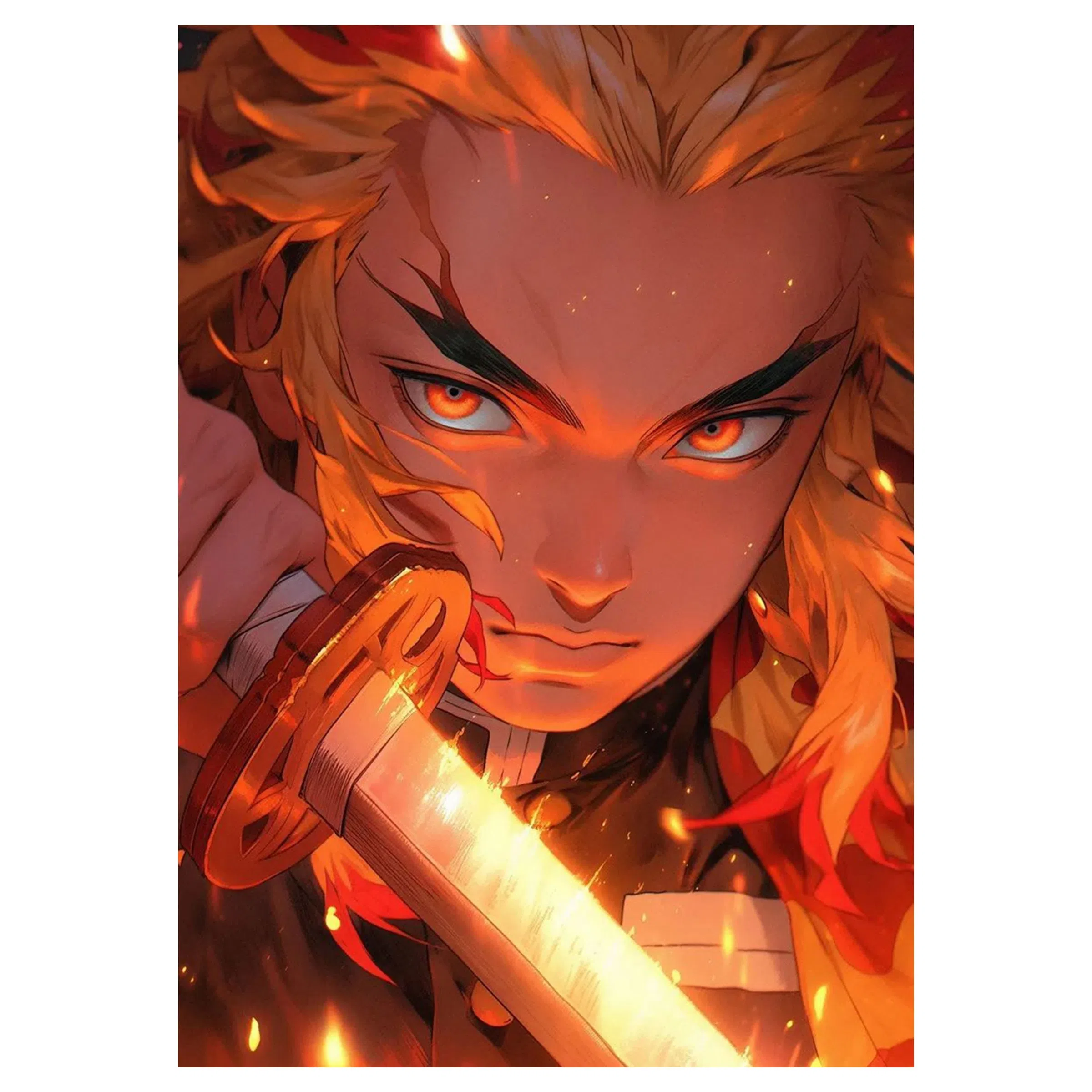 تابلو شاسی لیمینات طرح انیمه شیطان کش هاشیرا آتش رنگوکو کیوجیرو Demon Slayer مدل NV1569