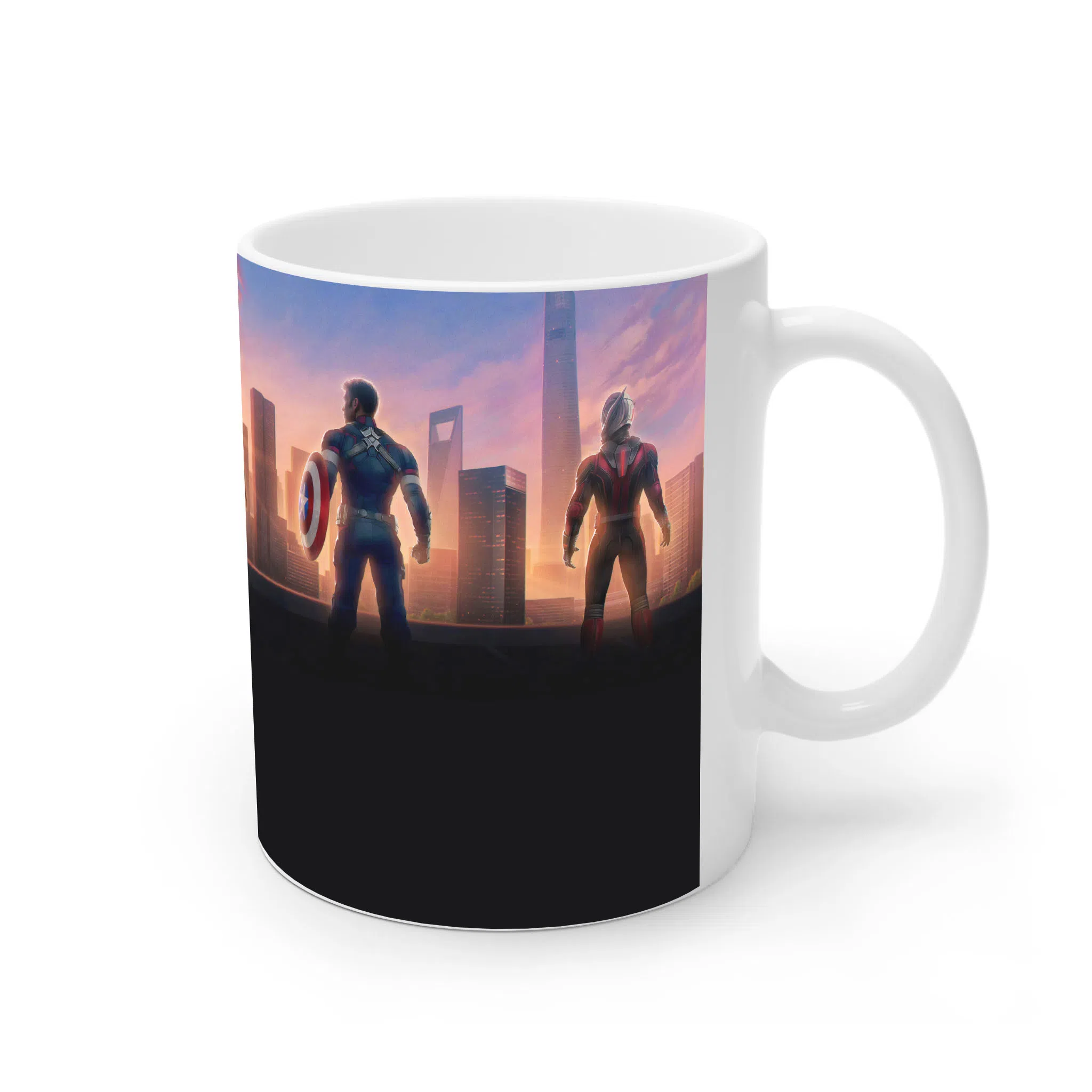 ماگ لیمینات طرح فیلم انتقام‌جویان Avengers ثور، آیرون‌من و کاپیتان آمریکا مقابل افق کد NM10620 — تصویر 2