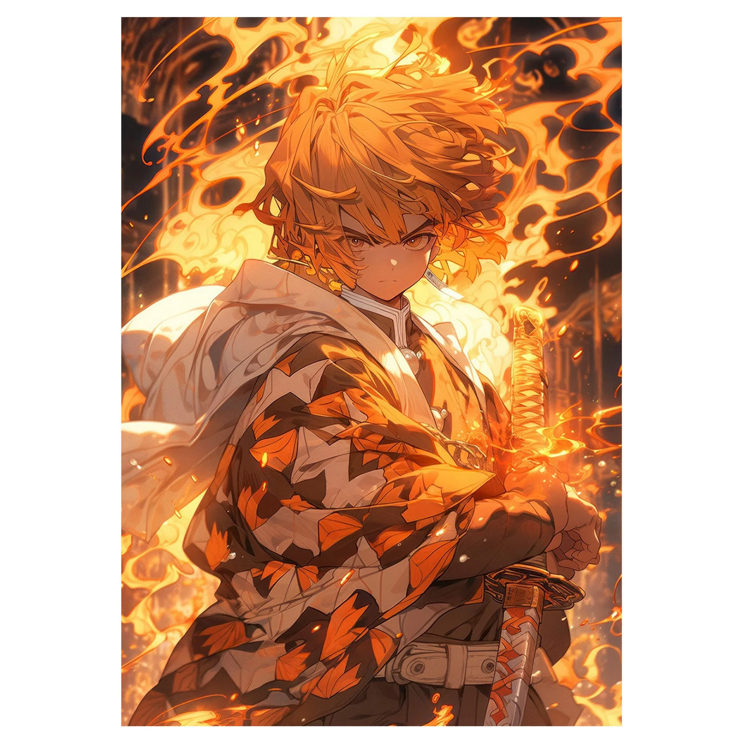تابلو شاسی لیمینات طرح انیمه شیطان کش زنیتسو Demon Slayer Zenitsu مدل NV1562