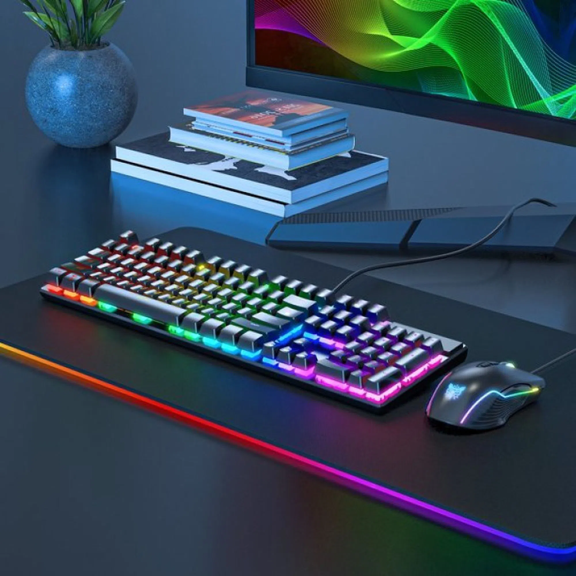 کیبورد مخصوص بازی اونیکوما مدل G27 RGB، مکانیکال سوییچ آبی، Full size، نورپردازی RGB — تصویر 8