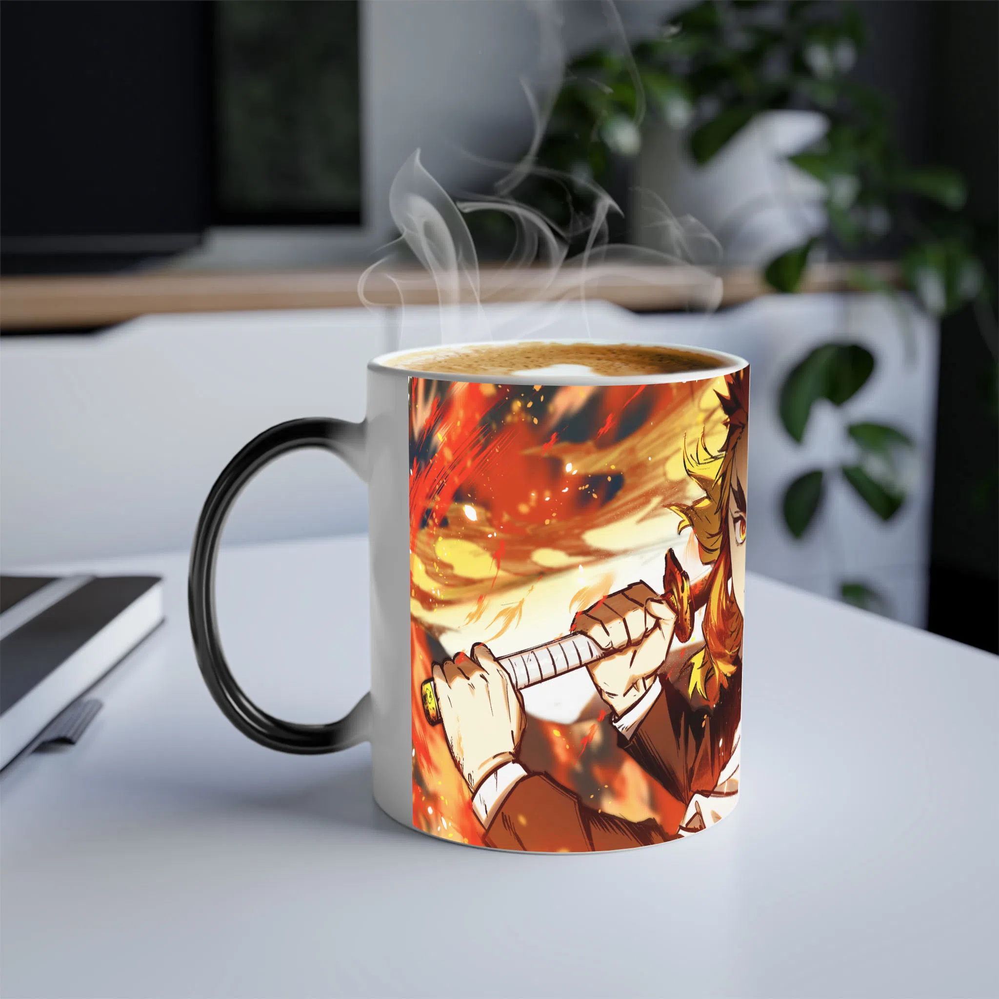 ماگ حرارتی لیمینات طرح انیمه شیطان کش هاشیرا شعله - Kyojuro Rengoku - Kimetsu no Yaiba - Demon Slayer کد NM0636 — تصویر 3