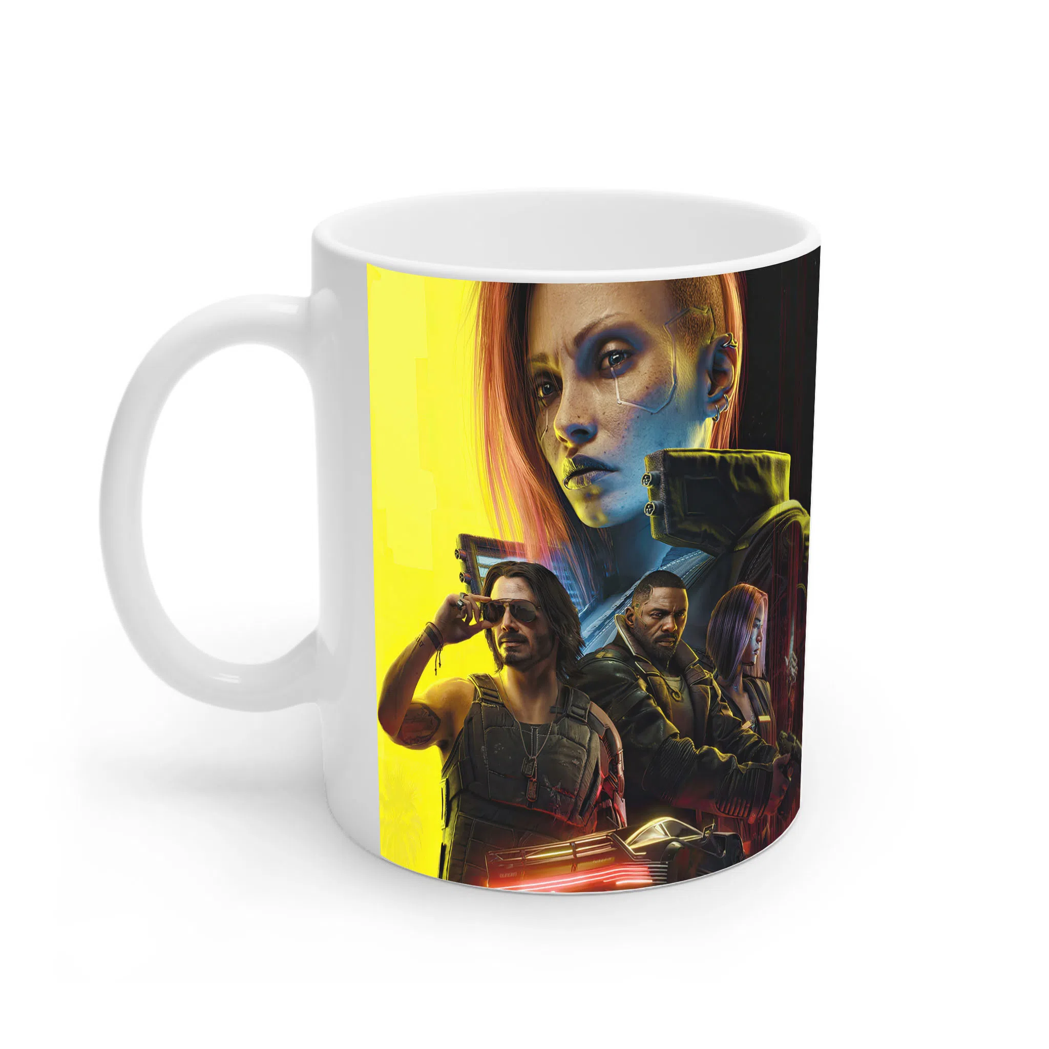 ماگ لیمینات طرح بازی Cyberpunk 2077 با شخصیت‌های V و Johnny Silverhand کد NM6527