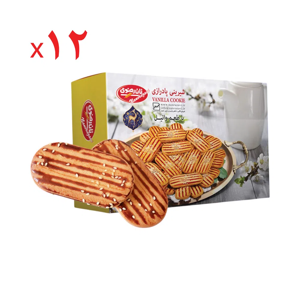 شیرینی پادرازی وانیلی نان رضوی 450 گرم - کارتن 12 عددی