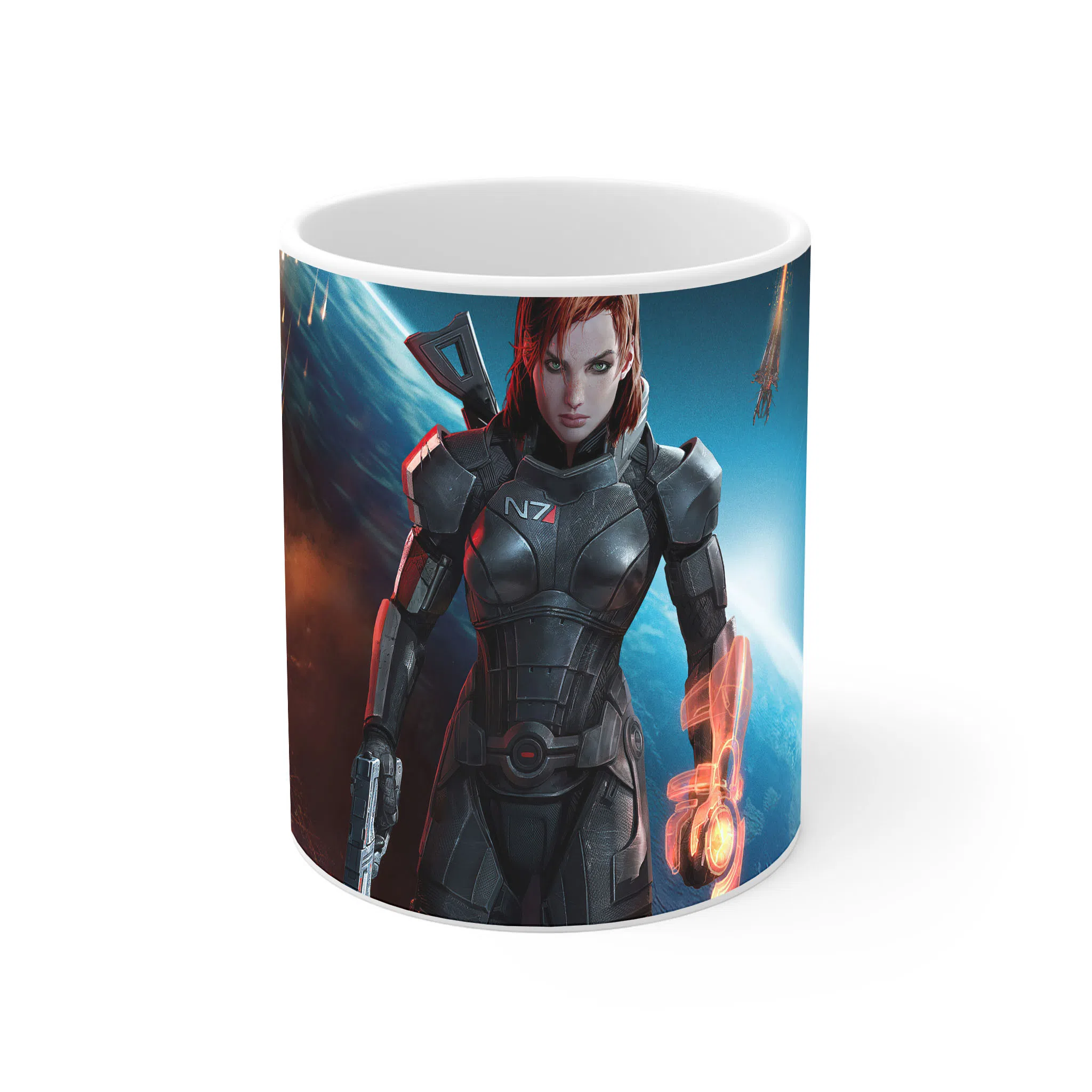 ماگ لیمینات طرح بازی Mass Effect Game فرمانده شپرد در نمای کیهانی کد NM8348