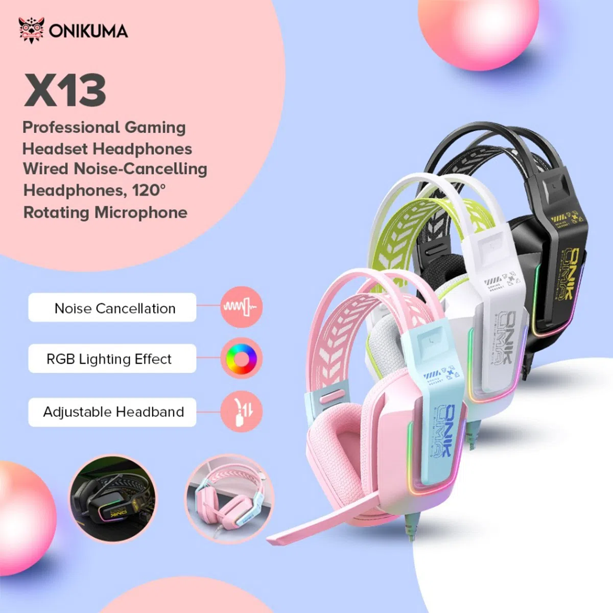 هدست گیمینگ اونیکوما مدل X13 RGB — تصویر 16