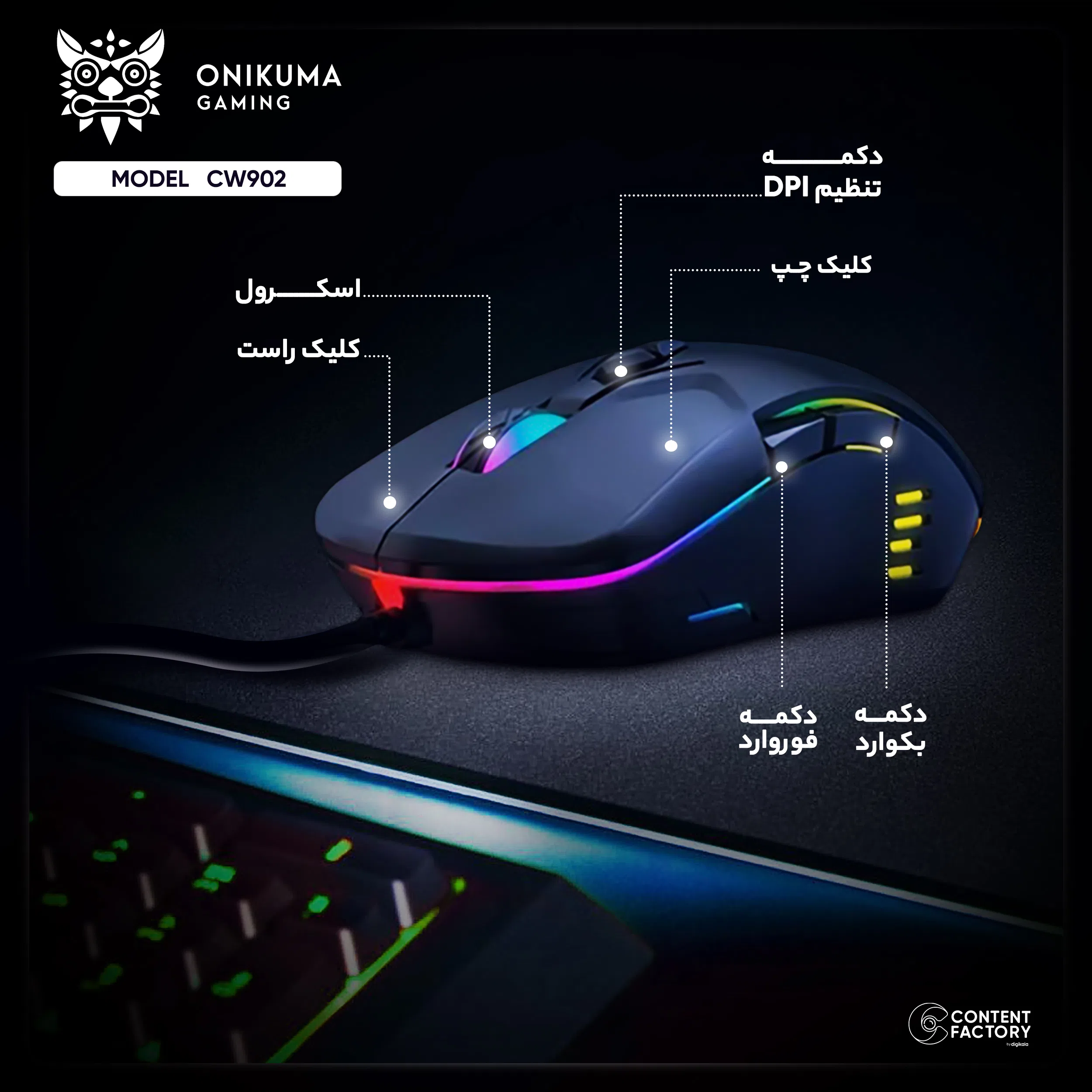 ماوس مخصوص بازی اونیکوما مدل CW902 — تصویر 3
