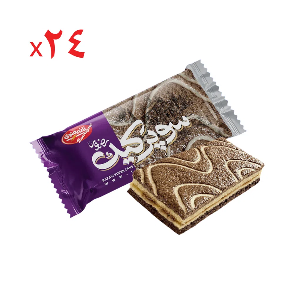 سوپر کیک اسفنجی نان رضوی 80 گرم - کارتن 24 عددی