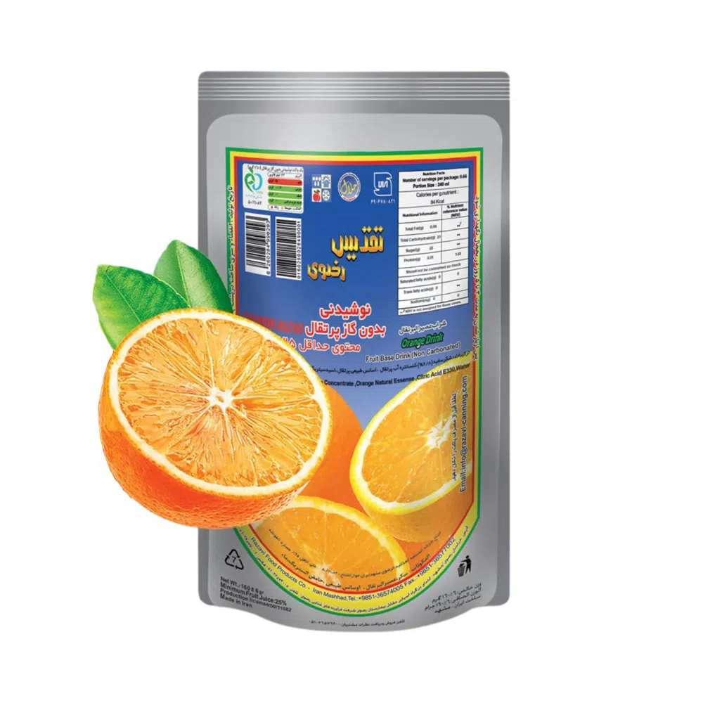 آبمیوه پاکتی پرتقال نان رضوی - 160 میلی لیتر