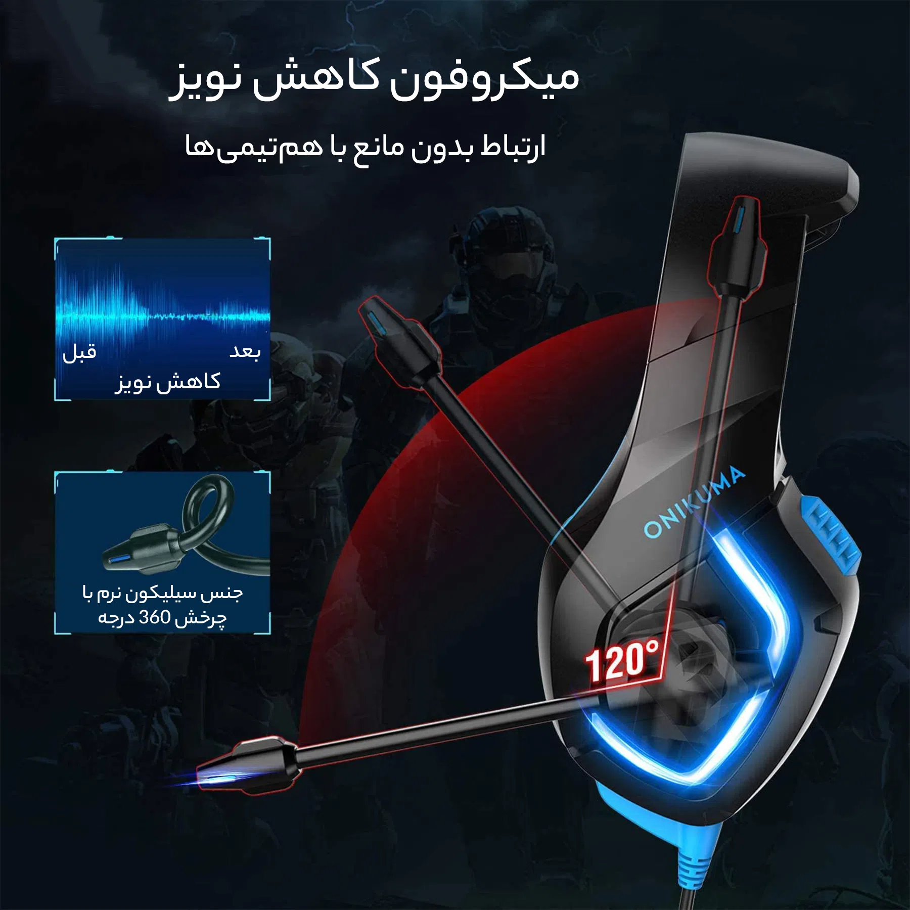 هدفون گیمینگ اونیکوما مدل K1B — تصویر 13