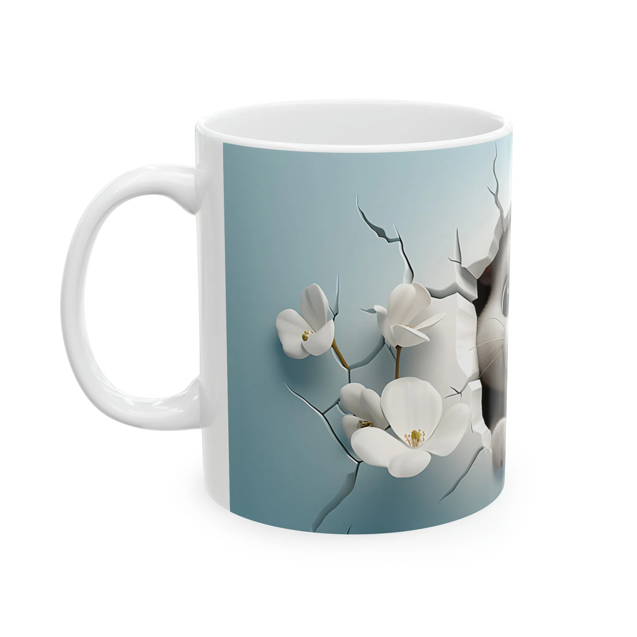 ماگ طرح سه بعدی بچه سمور بین گل ها مدل NM3067 — تصویر 7