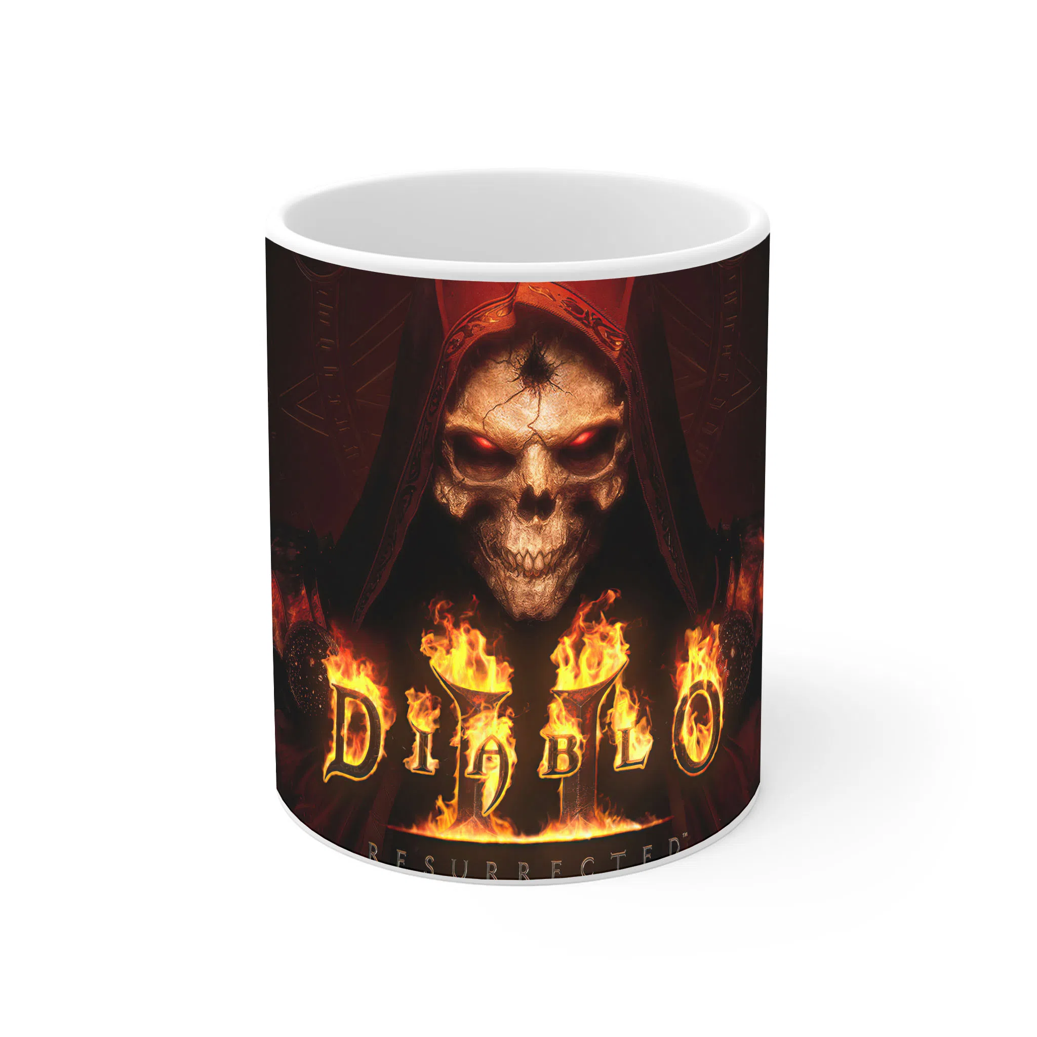 ماگ لیمینات طرح بازی Diablo II Resurrected اسکلت با شنل قرمز کد NM7005