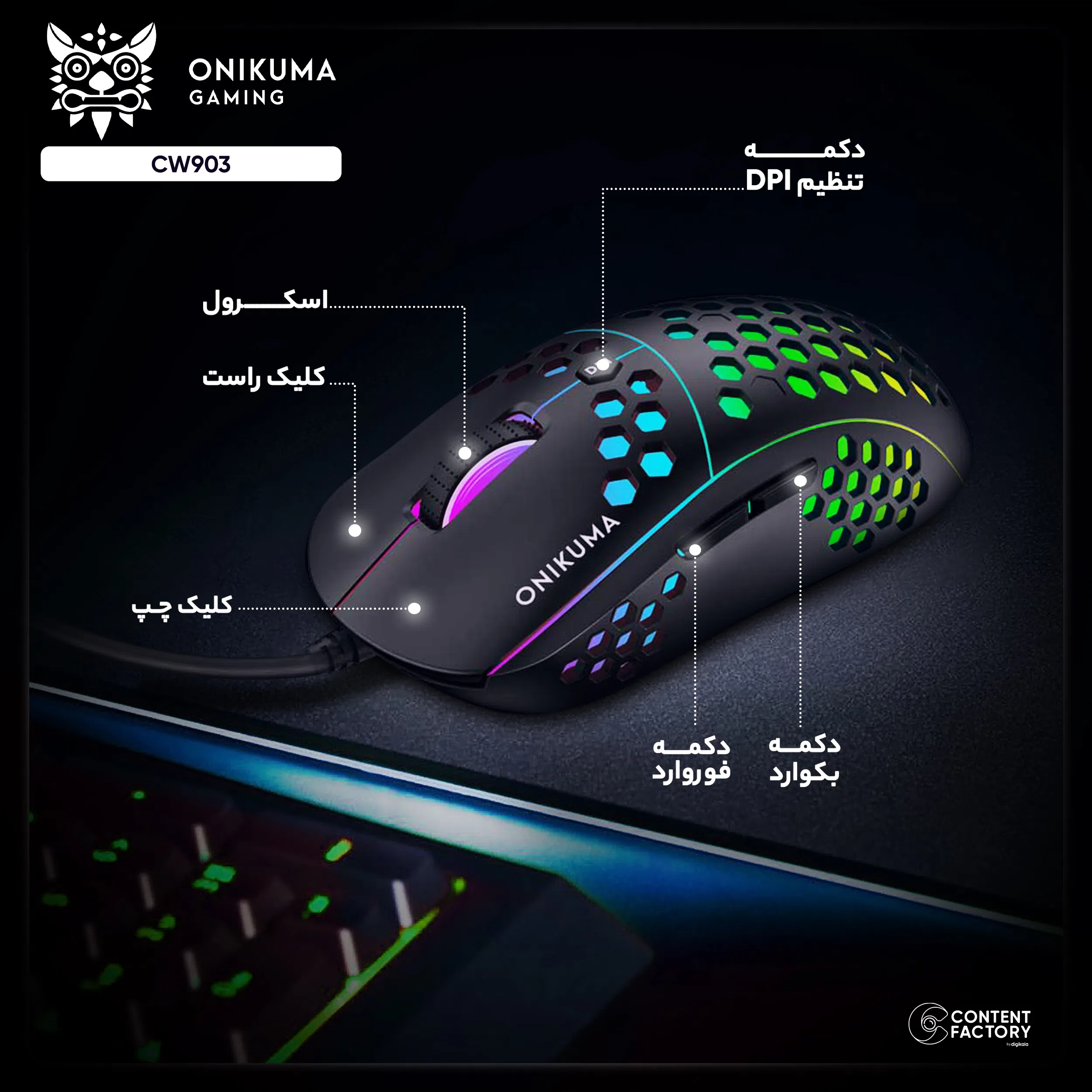 ماوس مخصوص بازی اونیکوما مدل CW903 — تصویر 4