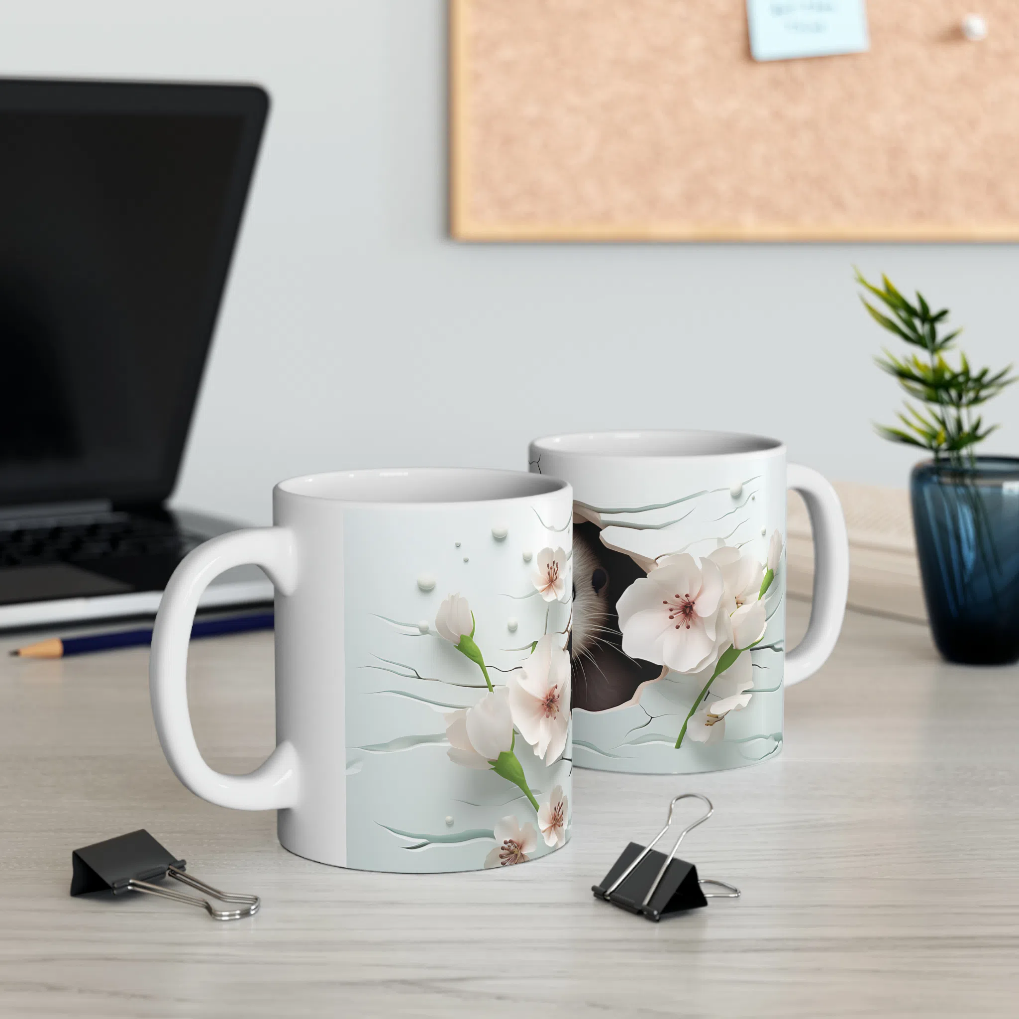ماگ طرح سه بعدی سمور کوچولو میان گل ها مدل NM3053 — تصویر 7