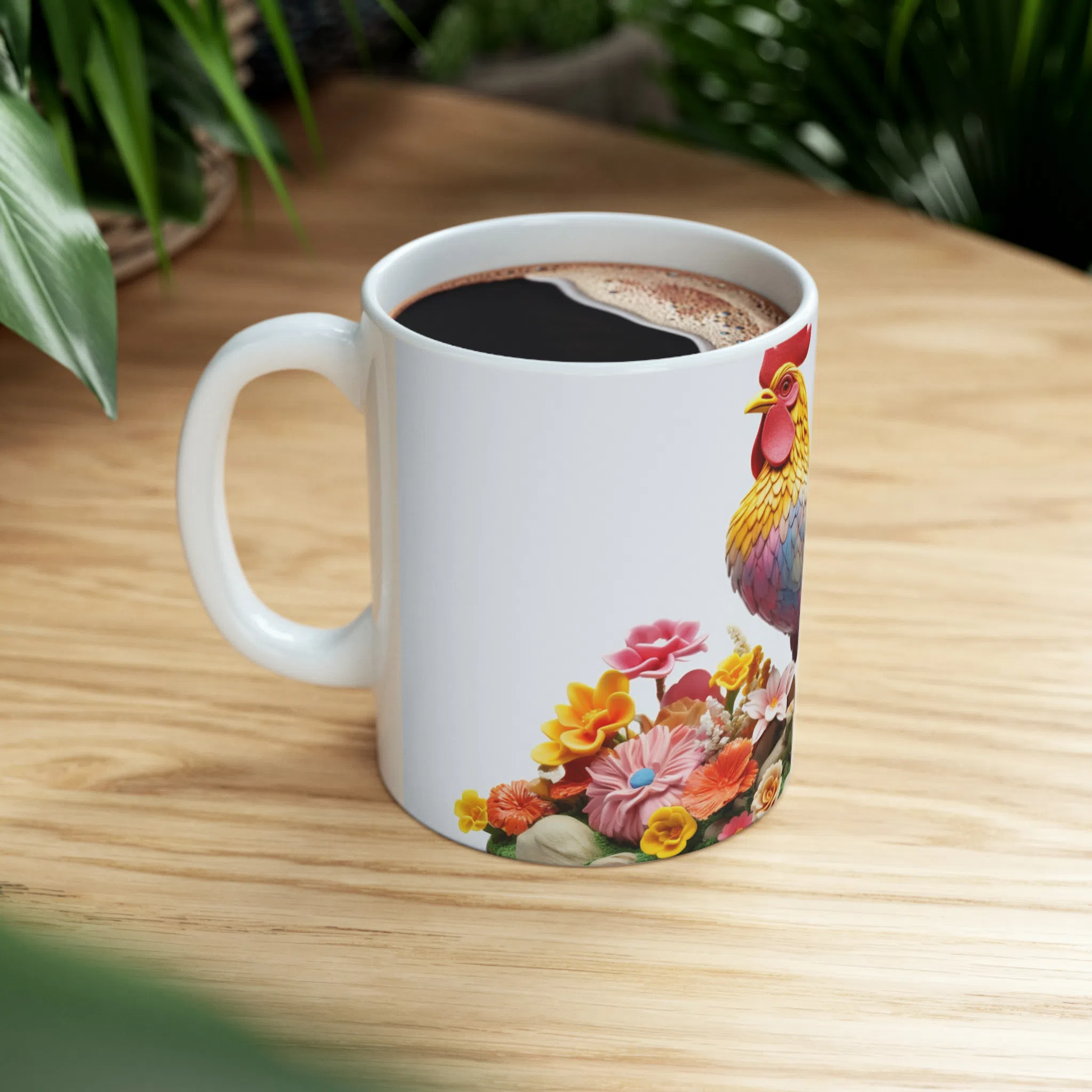 ماگ طرح سه بعدی خروس روی گل ها مدل NM3024 — تصویر 2