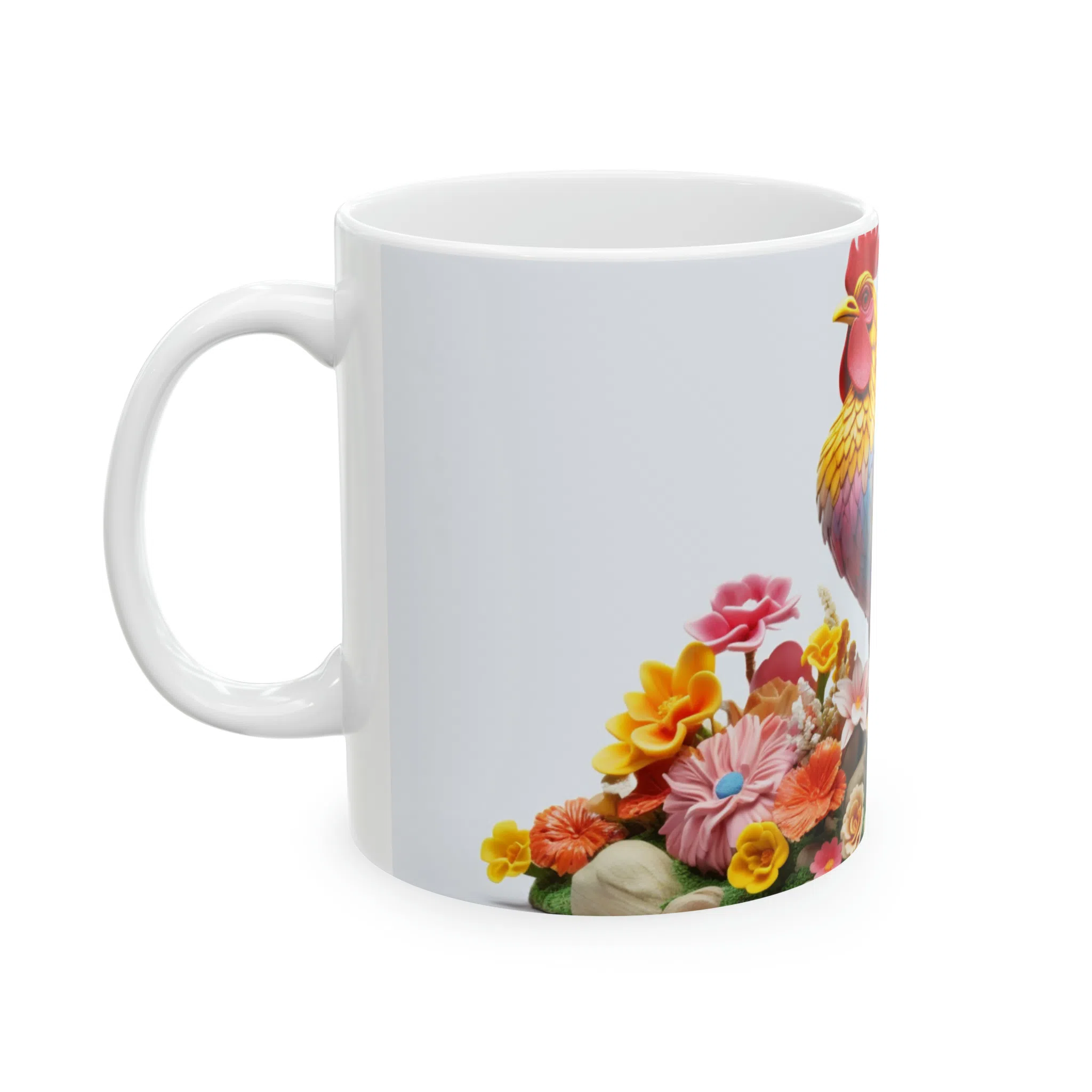 ماگ طرح سه بعدی خروس روی گل ها مدل NM3024 — تصویر 6