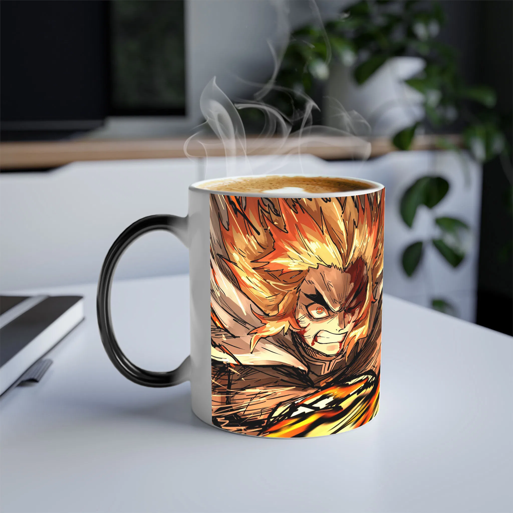 ماگ حرارتی لیمینات طرح انیمه شیطان کش هاشیرا شعله - Kyojuro Rengoku - Kimetsu no Yaiba - Demon Slayer کد NM0633 — تصویر 3