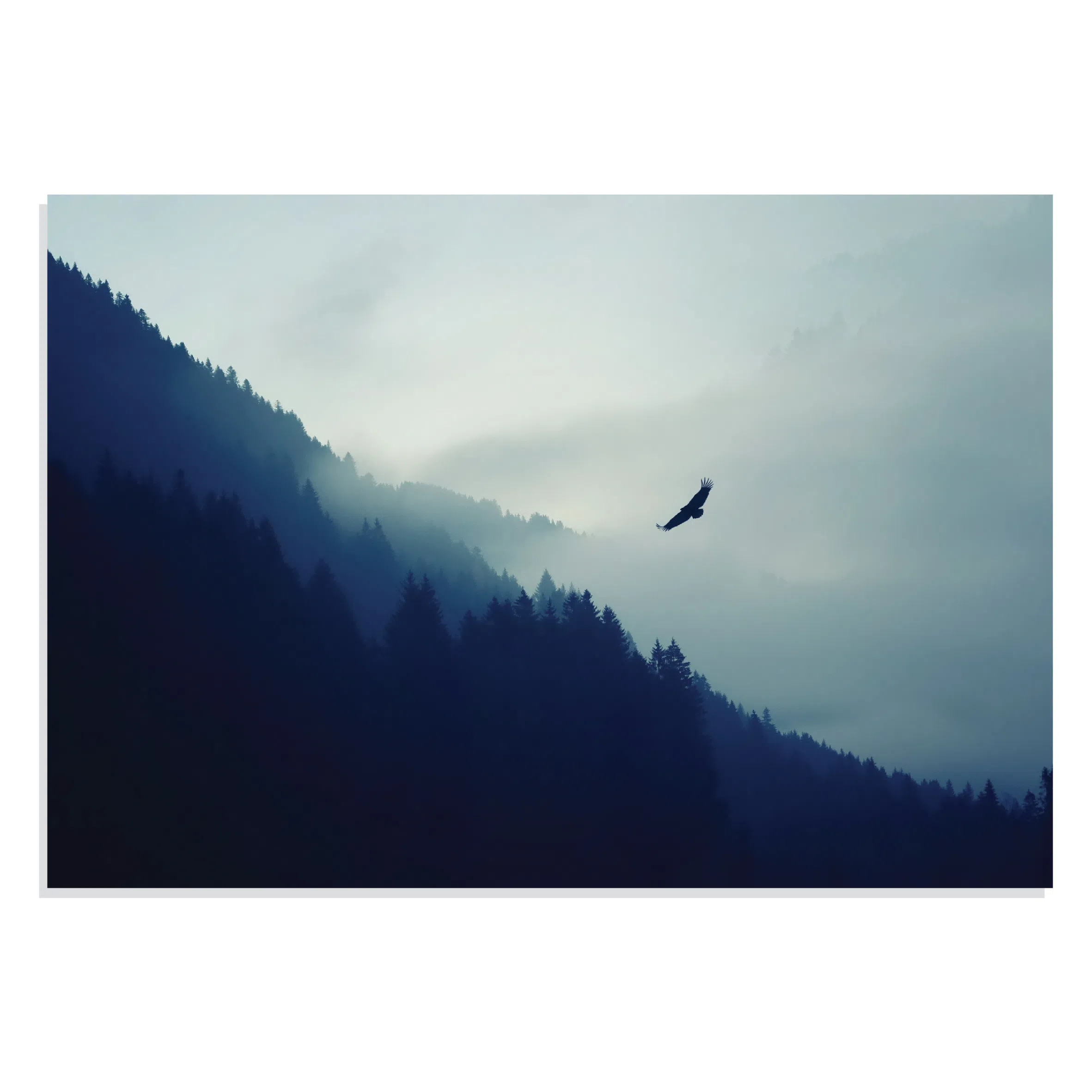 پوستر طرح کوهستان جنگلی مه آلود Foggy Mountain Forest مدل NV0893