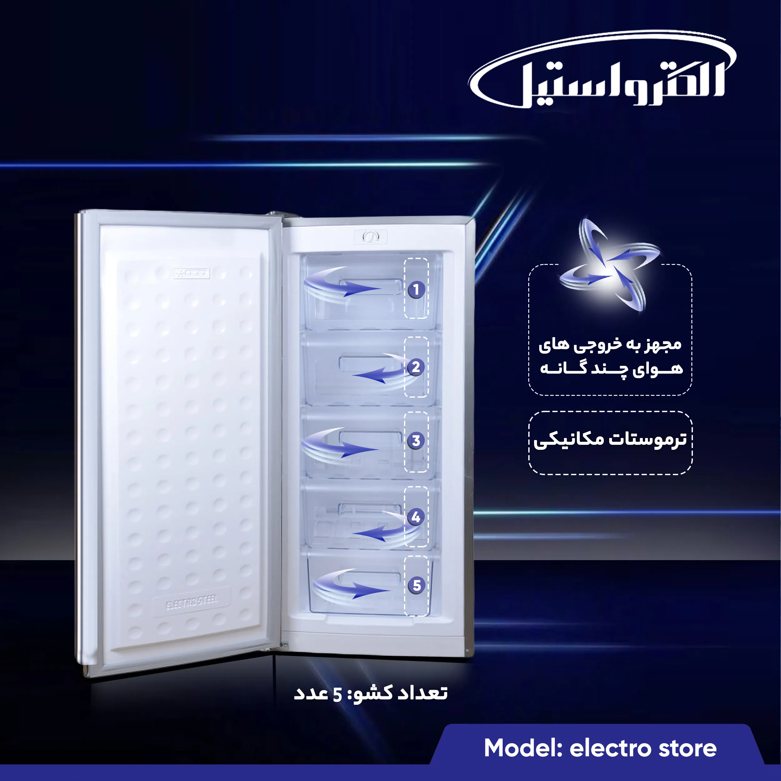 فریزر 10 فوت الکترواستیل مدل electro store — تصویر 6
