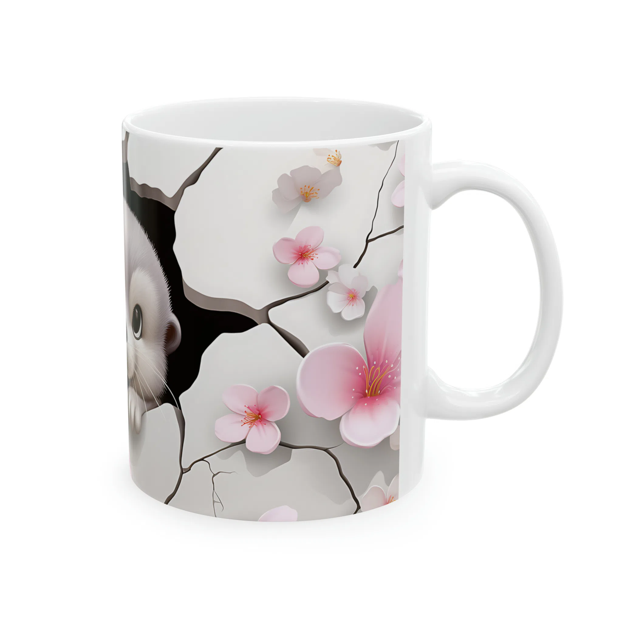 ماگ طرح سه بعدی سمور و شکوفه های بهاری مدل NM3055 — تصویر 4