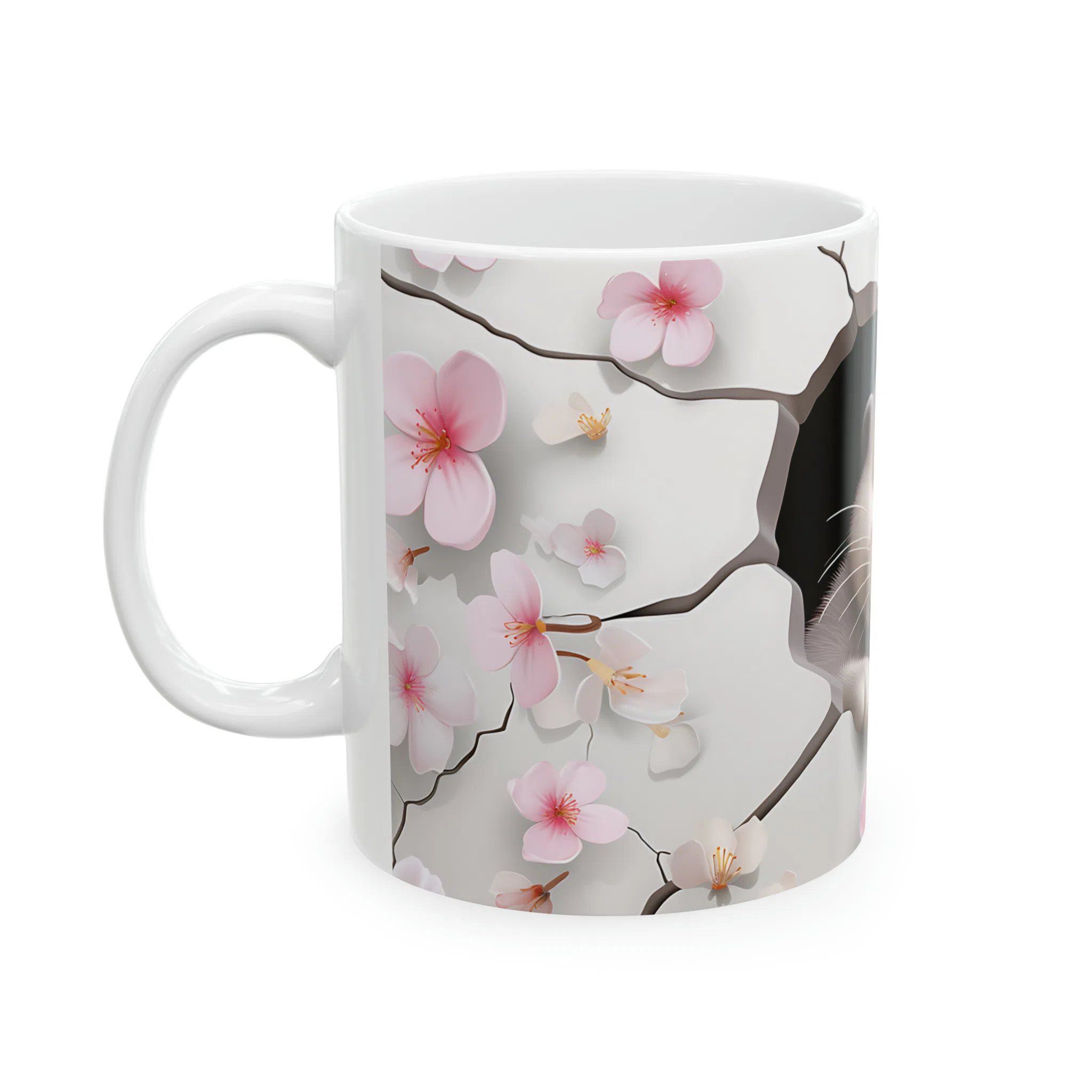 ماگ طرح سه بعدی سمور و شکوفه های بهاری مدل NM3055 — تصویر 5