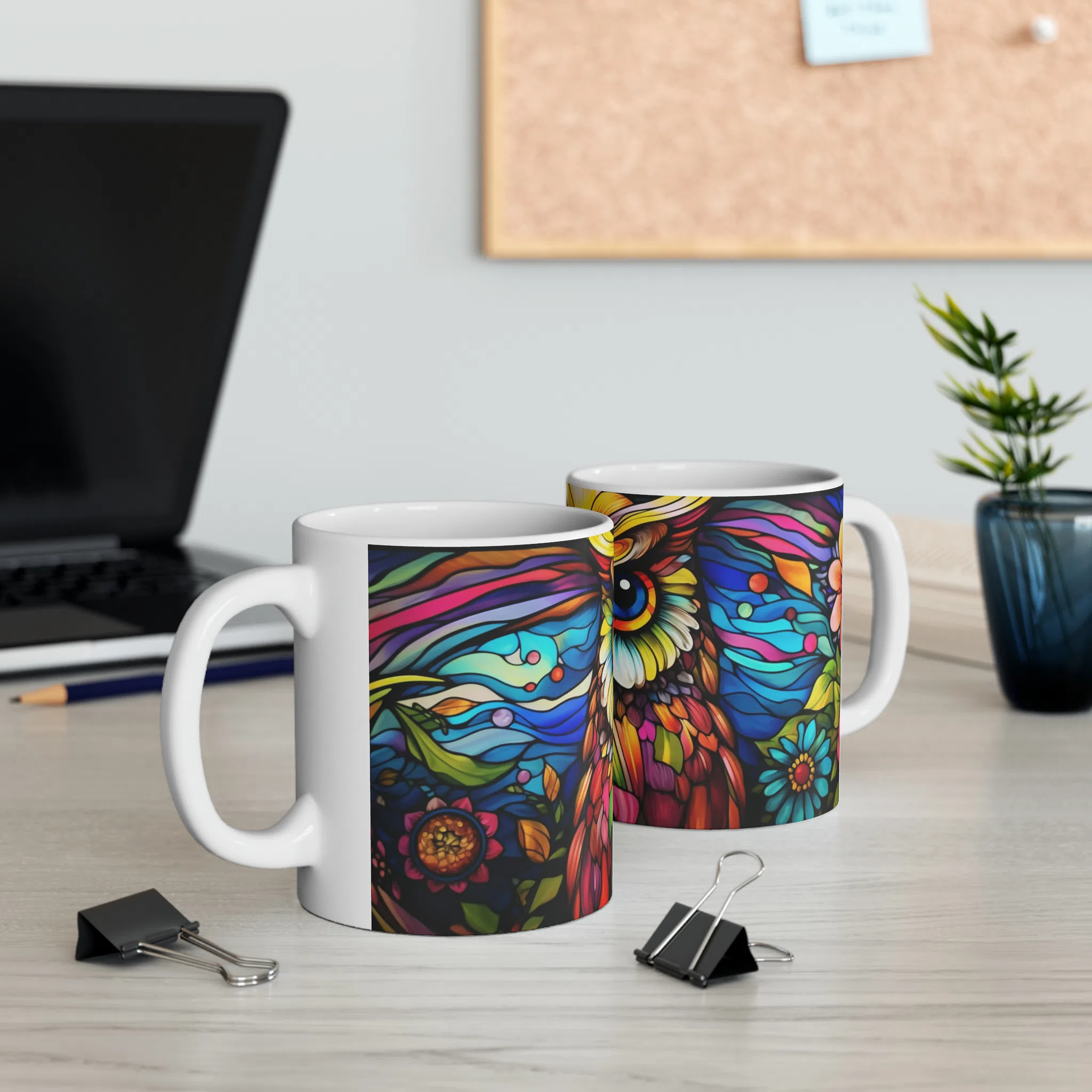 ماگ طرح سه بعدی جغد رنگارنگ مدل NM3010 — تصویر 5