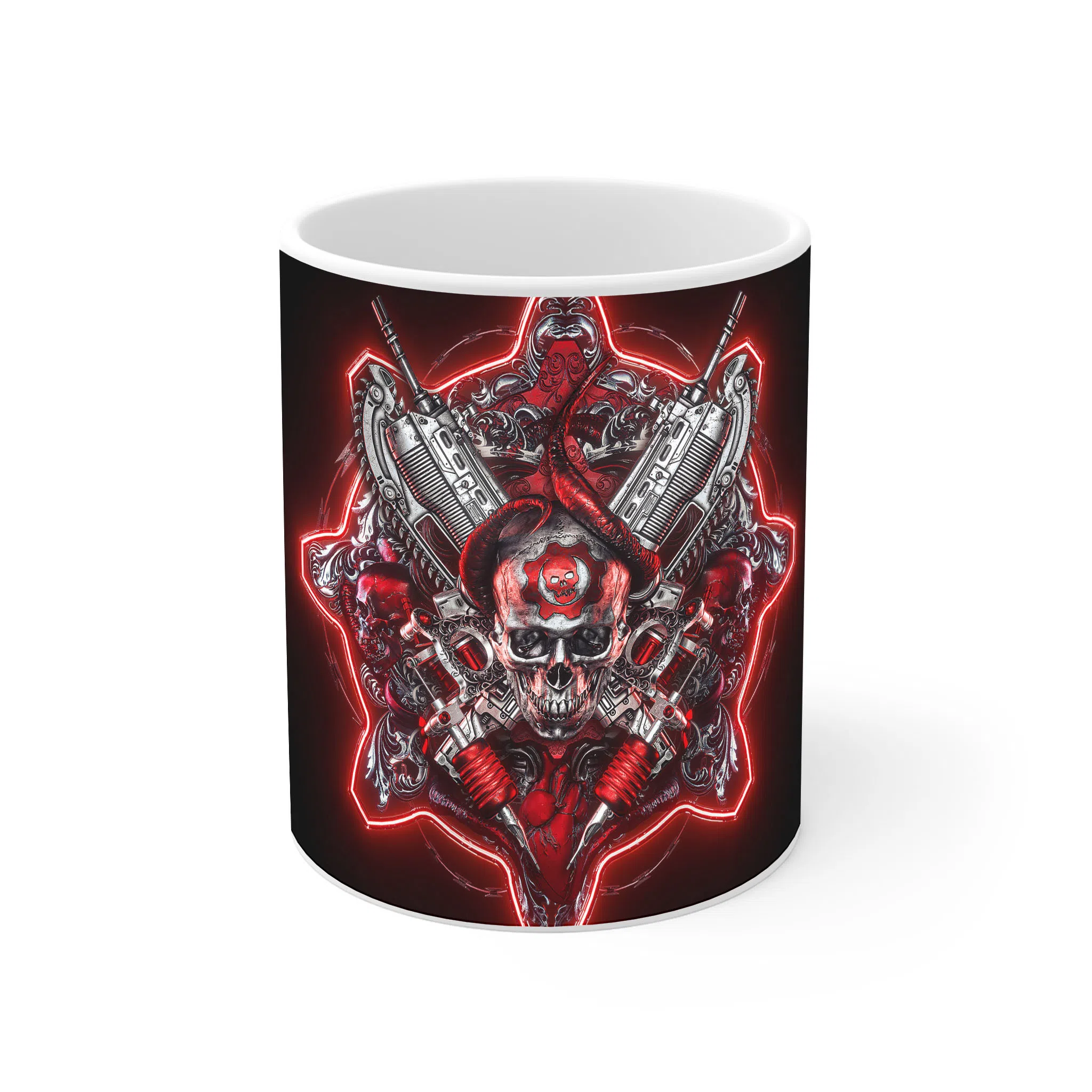 ماگ لیمینات طرح بازی Gears of War Game مدل جمجمه و اسلحه کد NM7659