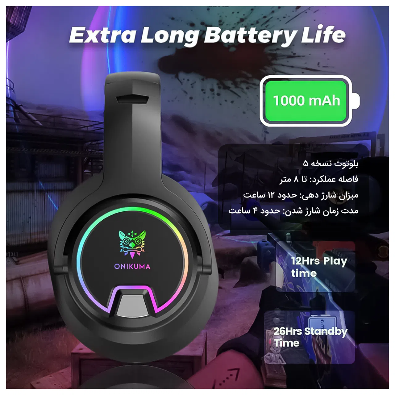 هدفون مخصوص بازی بلوتوثی اونیکوما مدل B3 — تصویر 4