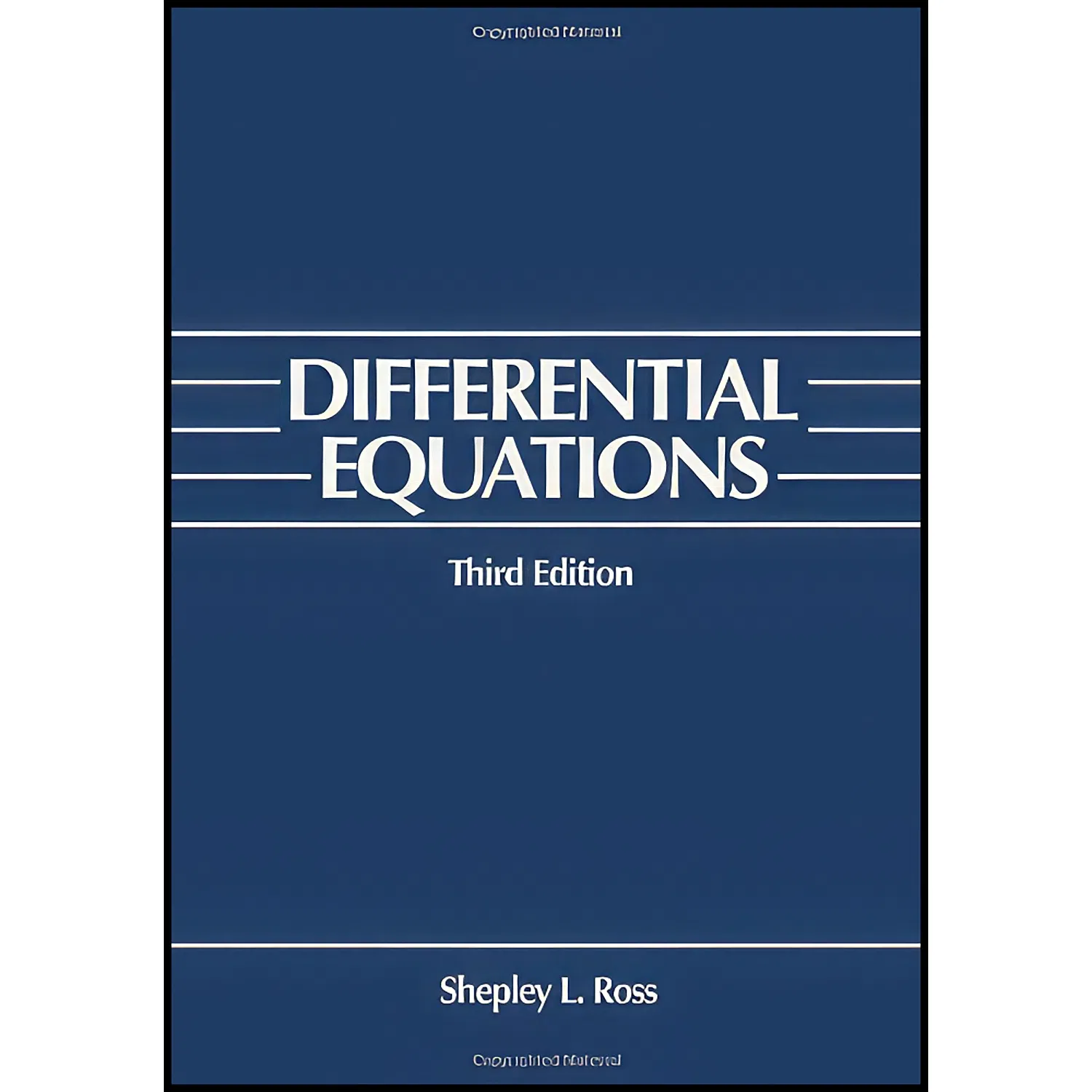 کتاب Differential Equations 3e اثر Shepley L. Ross انتشارات John Wiley & Sons