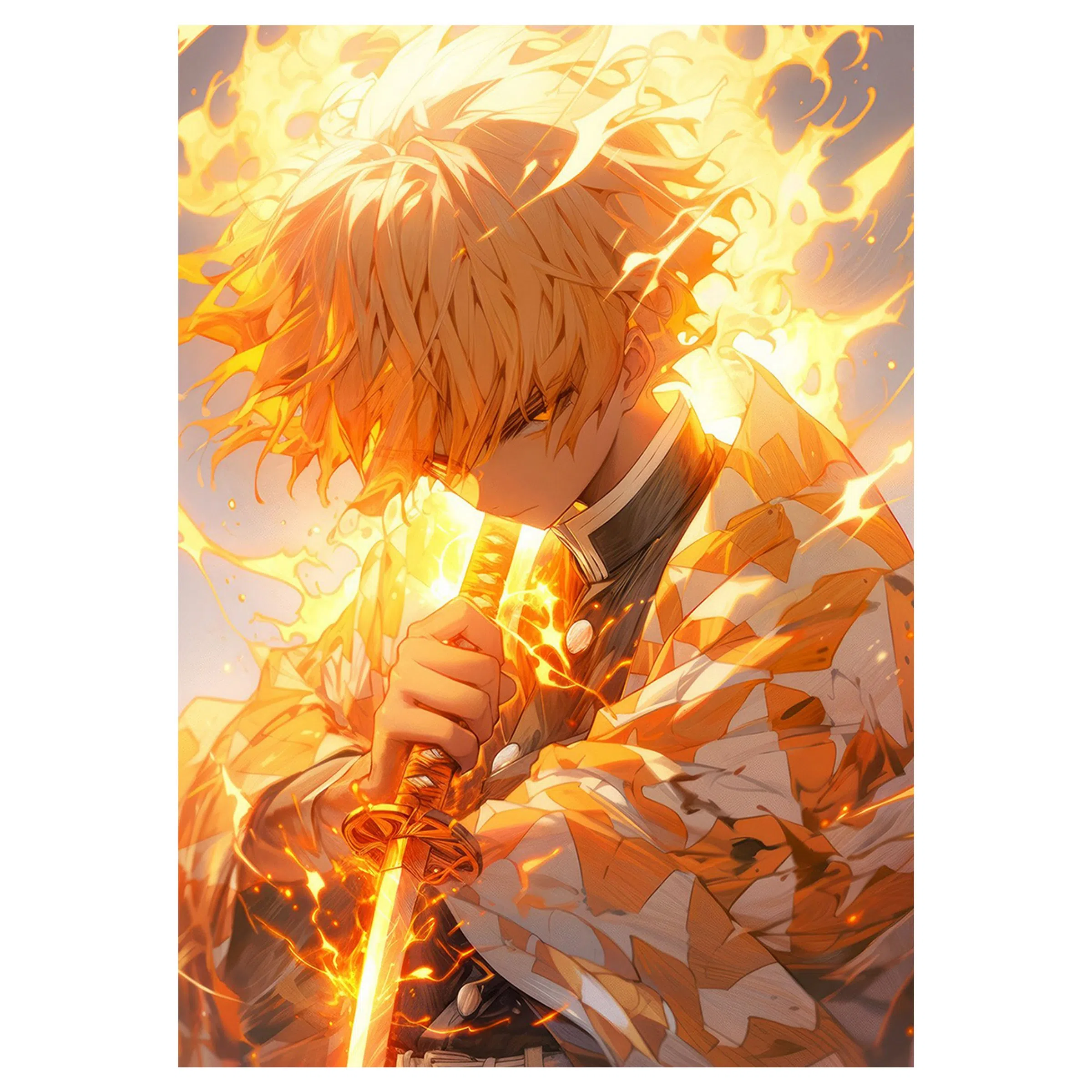 تابلو شاسی لیمینات طرح انیمه شیطان کش زنیتسو Demon Slayer Zenitsu مدل NV1559