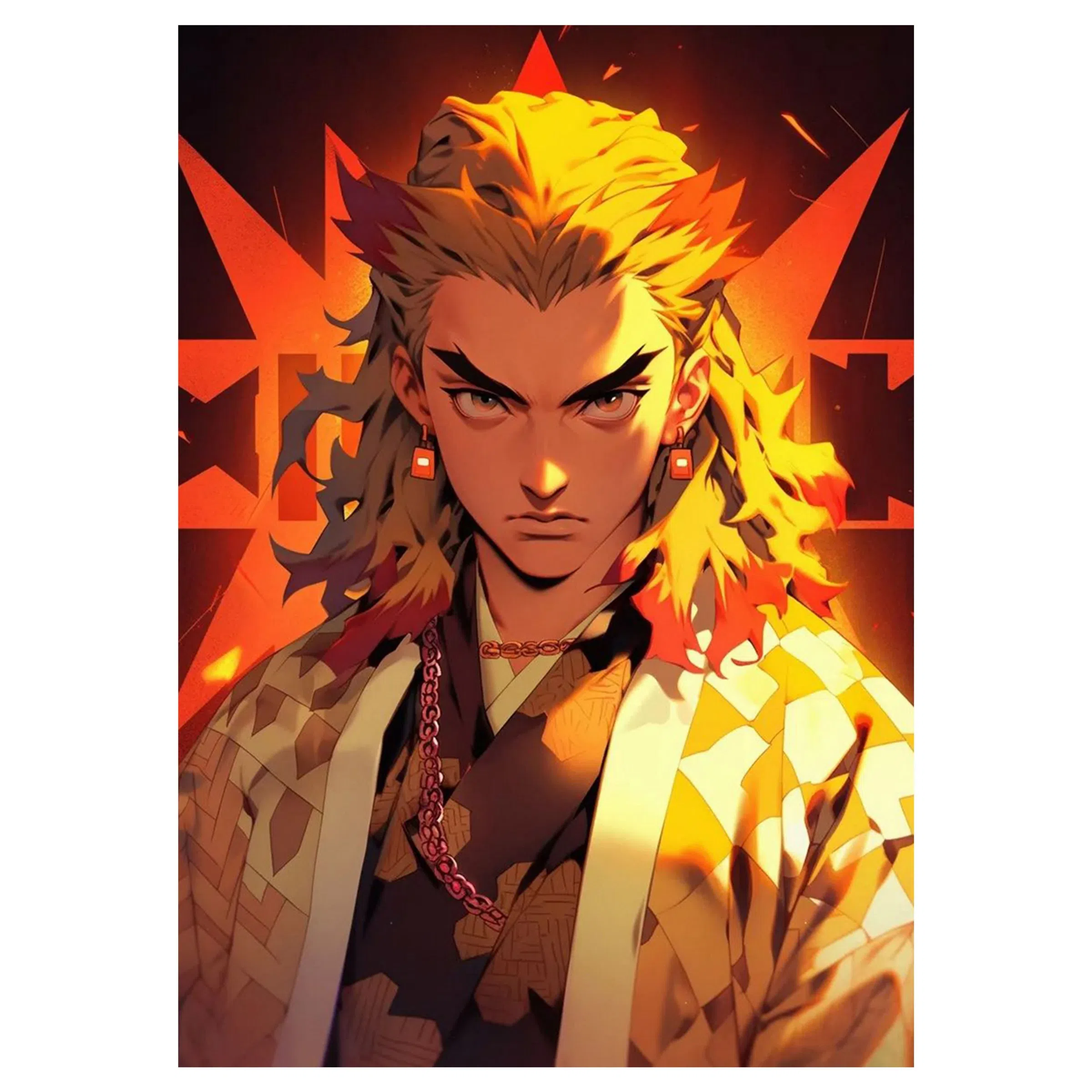 تابلو شاسی لیمینات طرح انیمه شیطان کش هاشیرا آتش رنگوکو کیوجیرو Demon Slayer مدل NV1570