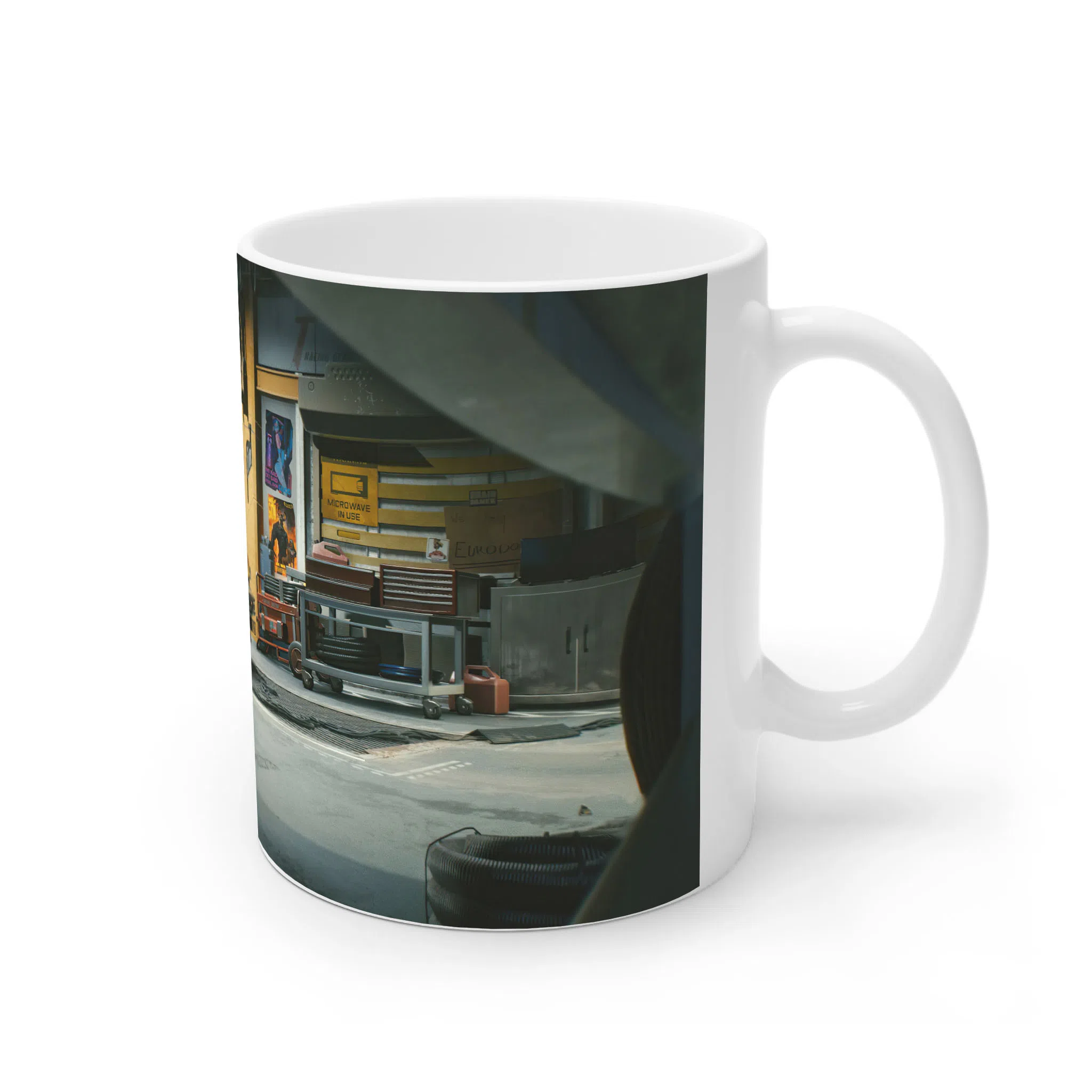 ماگ لیمینات طرح بازی Cyberpunk 2077 Game گاراژ و ماشین کوادرا توربو کد NM6525 — تصویر 3