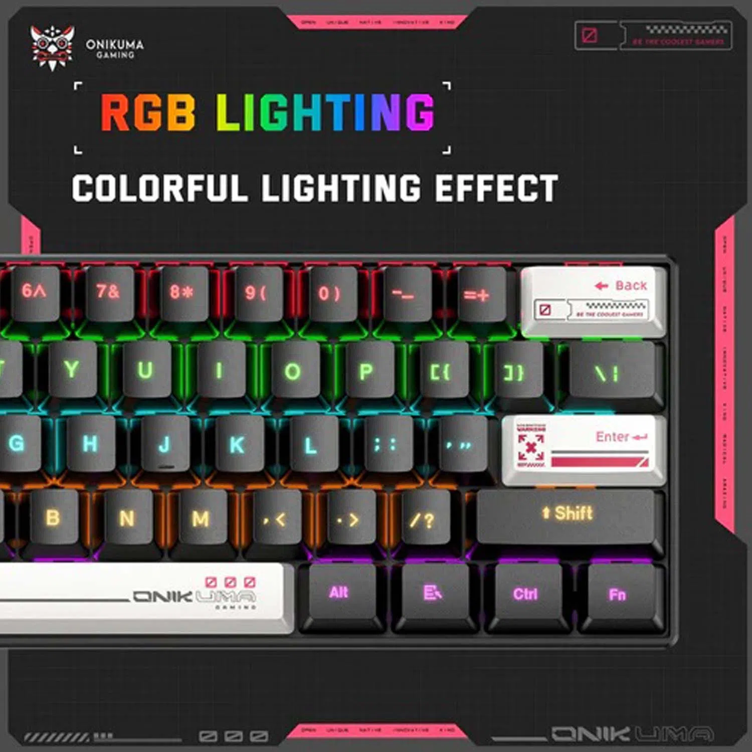 کیبورد گیمینگ اونیکوما مدل G55 RGB، مکانیکال سوییچ قهوه‌ای، Tenkeyless، نورپردازی RGB — تصویر 8