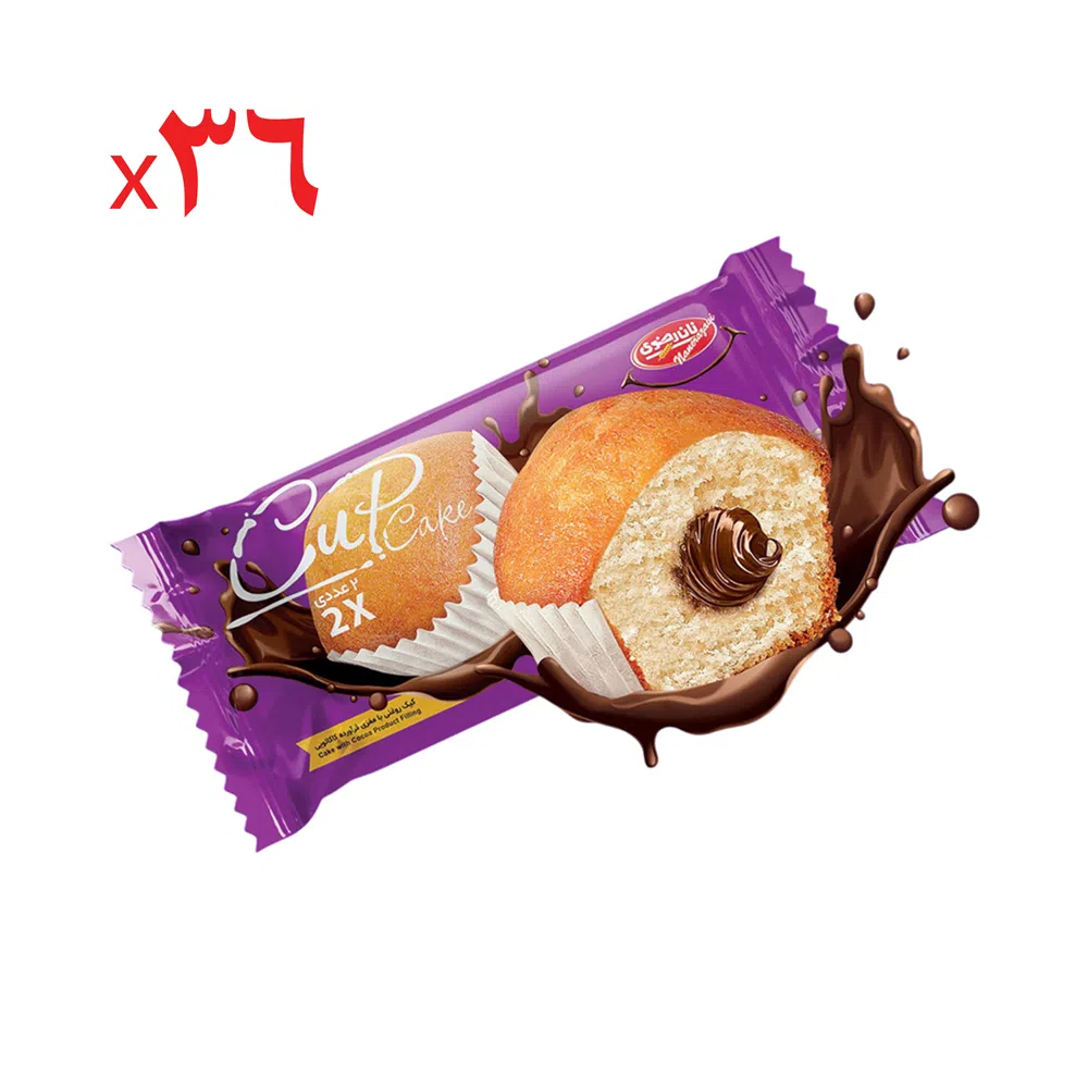 کاپ کیک با مغزی شکلاتی نان رضوی 60 گرم - کارتن 36 عددی