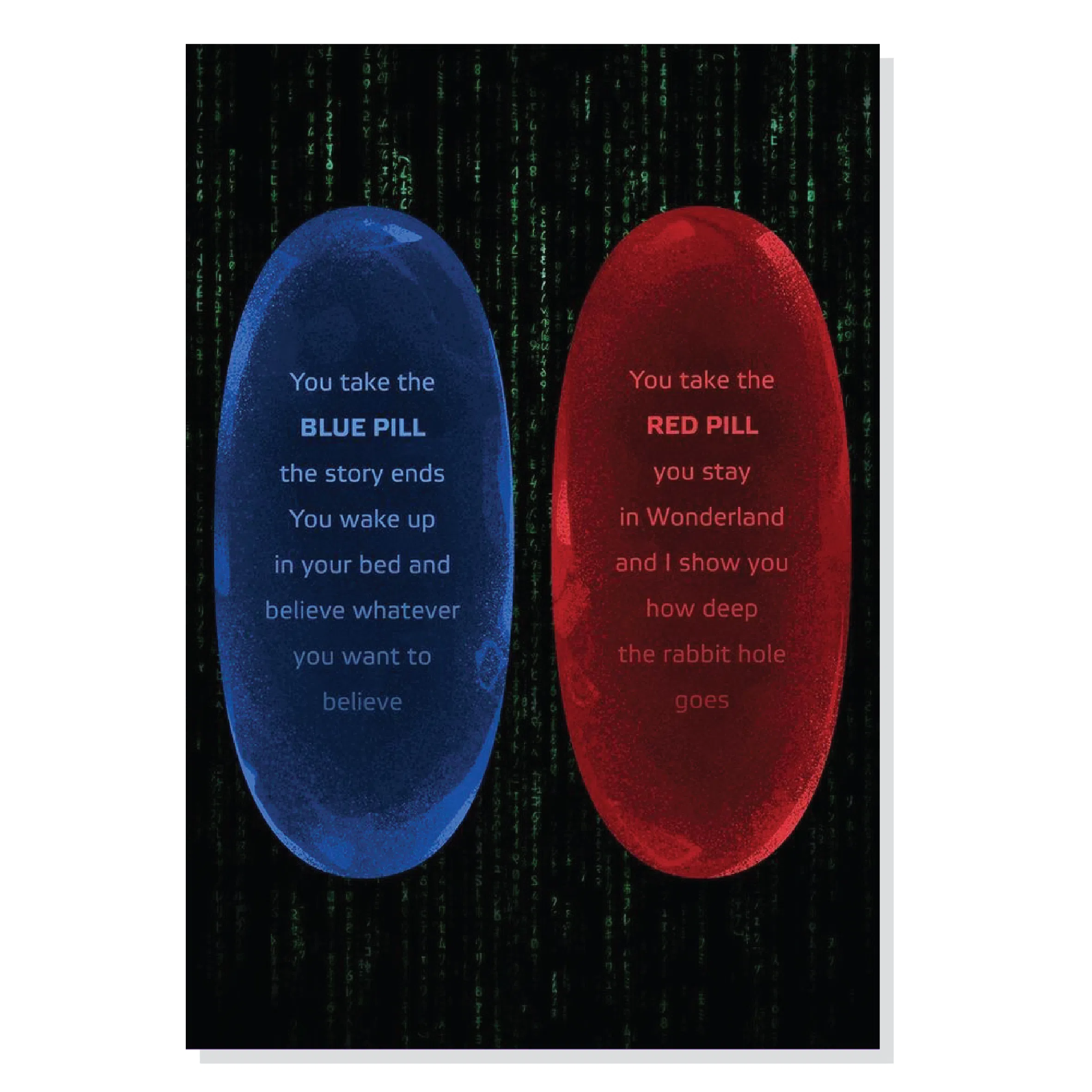 پوستر طرح قرص آبی و قرمز ماتریکس Matrix Blue and Red Pills مدل M0377