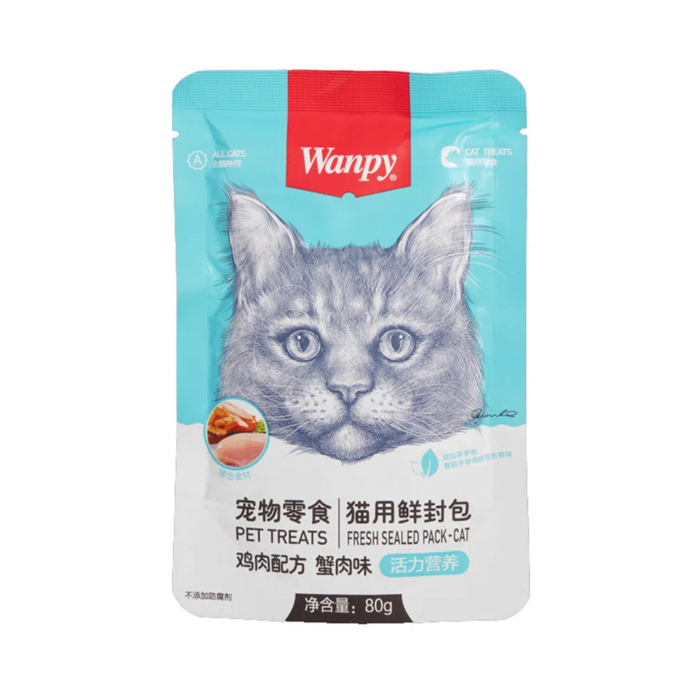 پوچ گربه ونپی با طعم مرغ و خرچنگ وزن 80 گرم