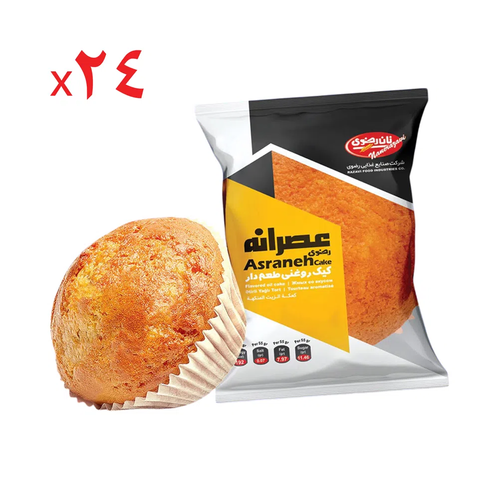 کیک عصرانه نان رضوی 55 گرم - کارتن 24 عددی