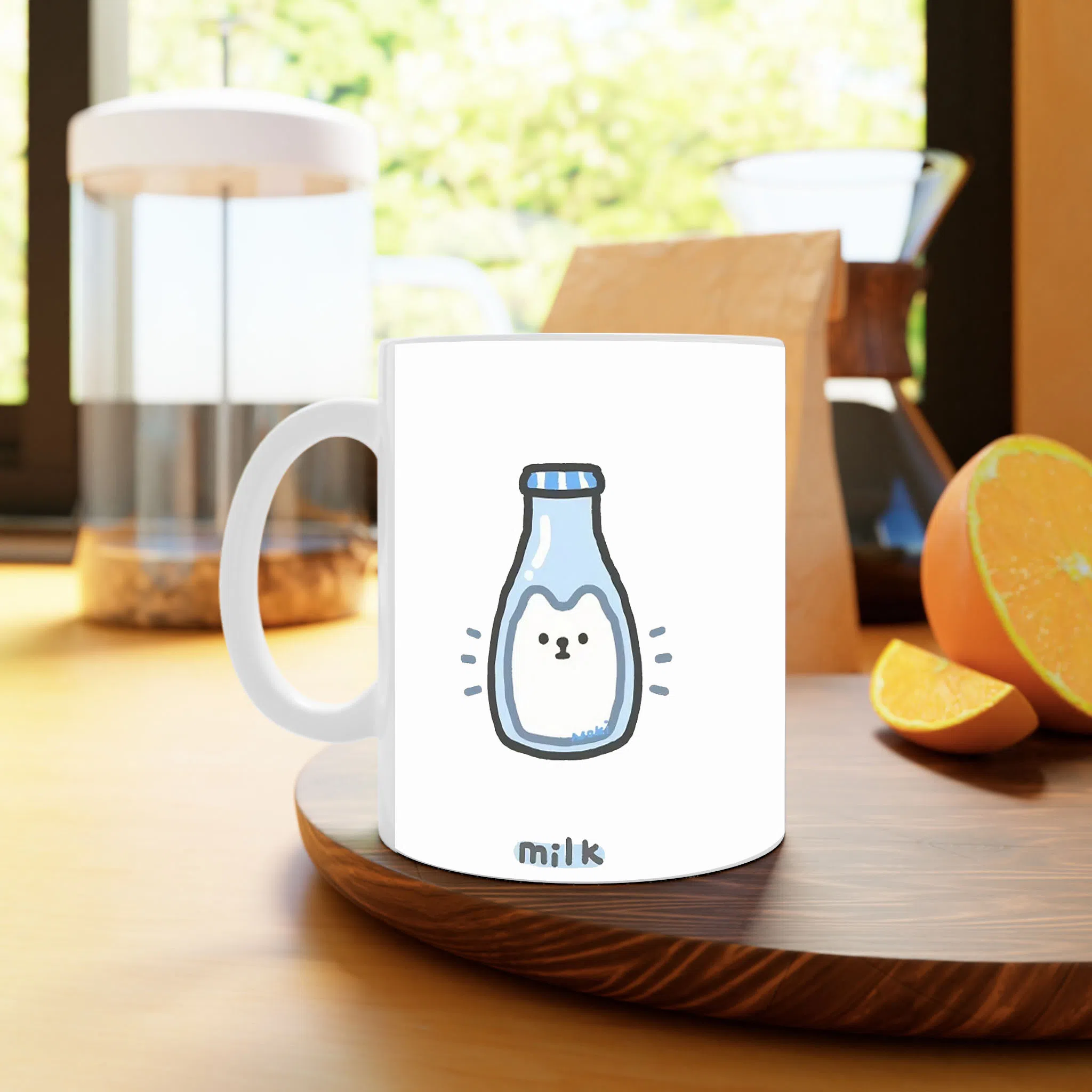 ماگ لیمینات طرح شیرو قهوه کد NM14466 — تصویر 3