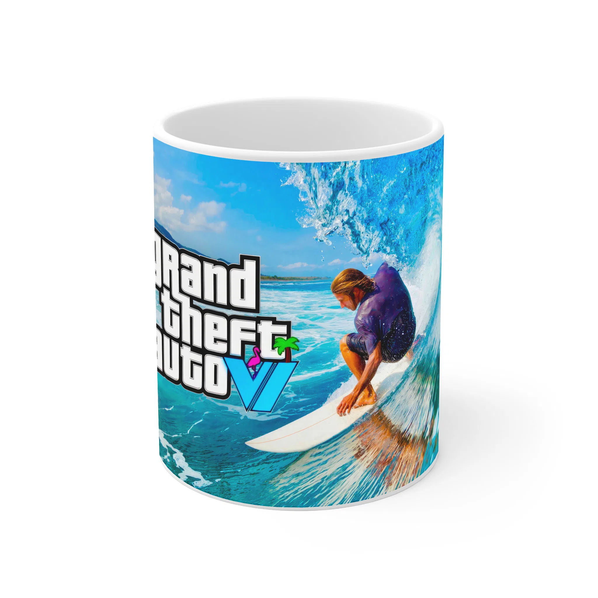 ماگ لیمینات طرح بازی Grand Theft Auto GTA Game موج‌سواری ساحلی کد NM7928