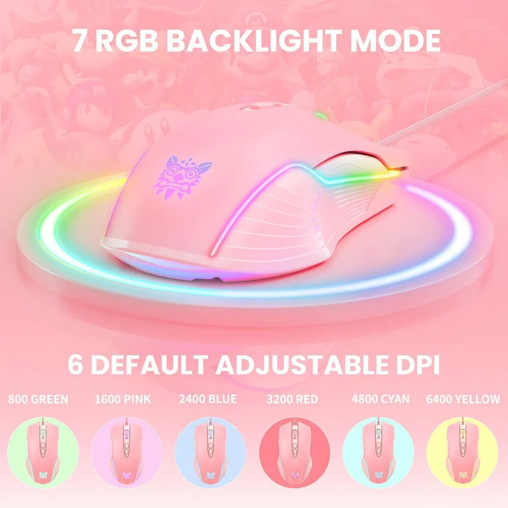 ماوس مخصوص بازی اونیکوما مدل CW905 Peach Gradient — تصویر 4