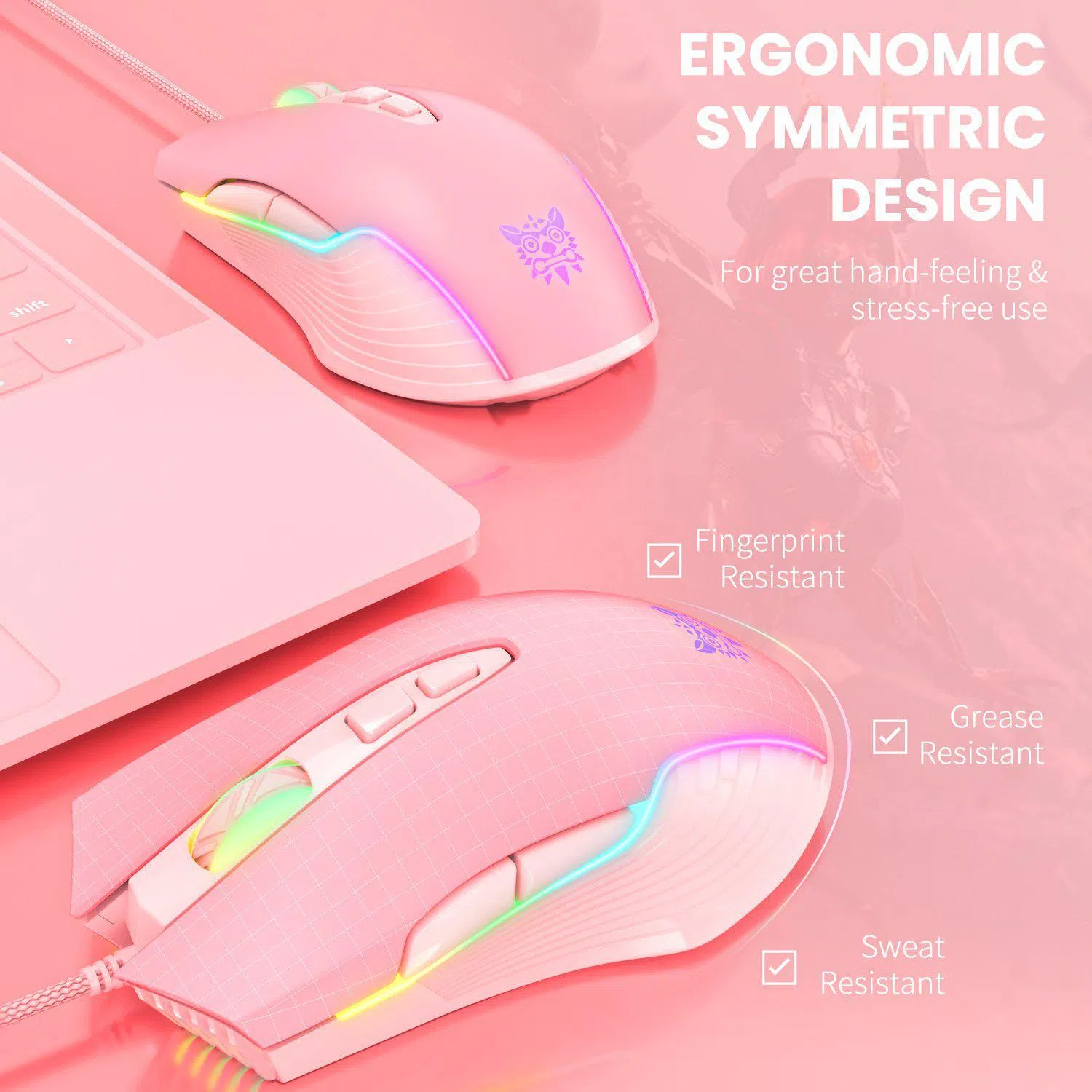 ماوس مخصوص بازی اونیکوما مدل CW905 Peach Gradient — تصویر 5