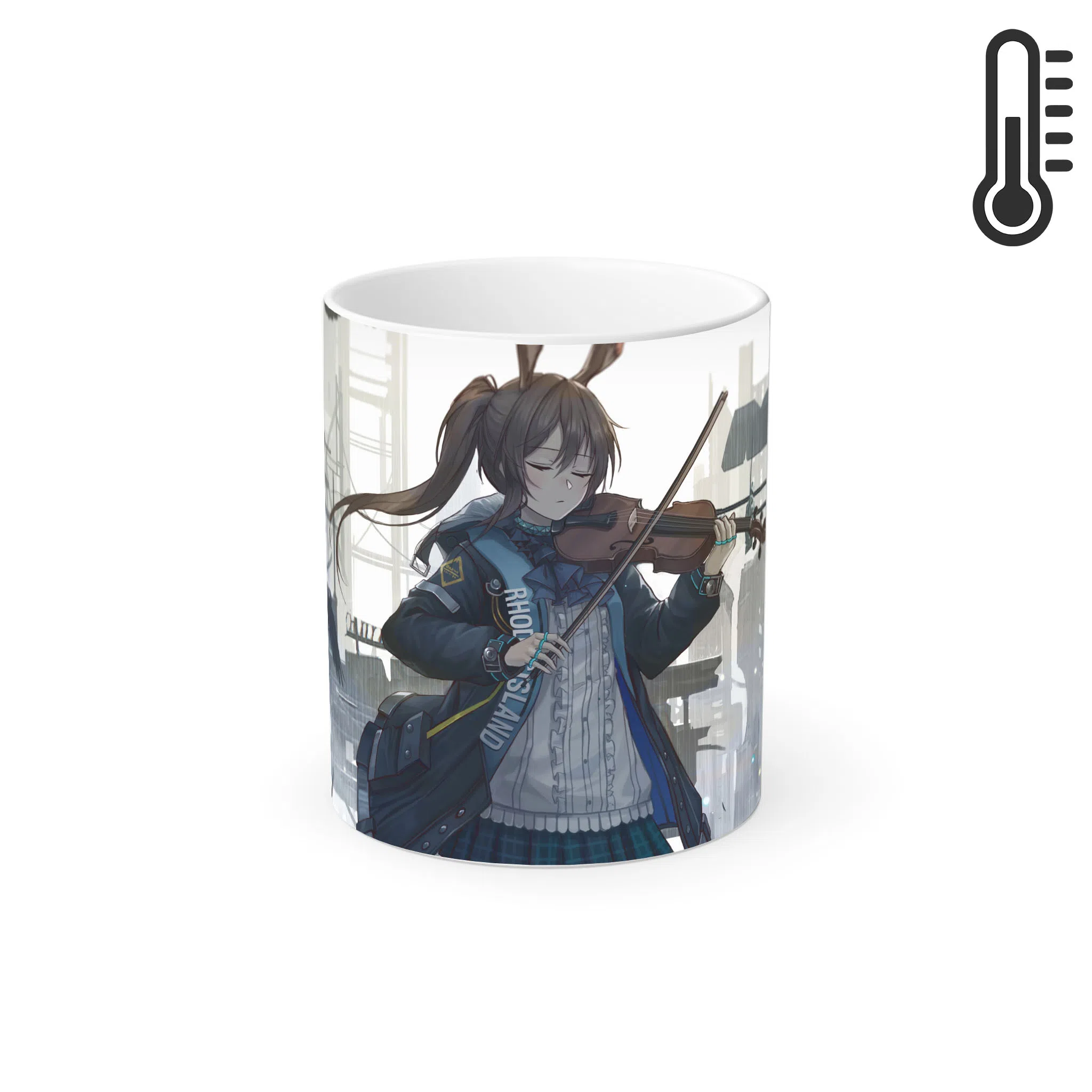 ماگ حرارتی لیمینات طرح انیمه Arknights با تصویر Amiya در حال نواختن ویولن کد NM0466