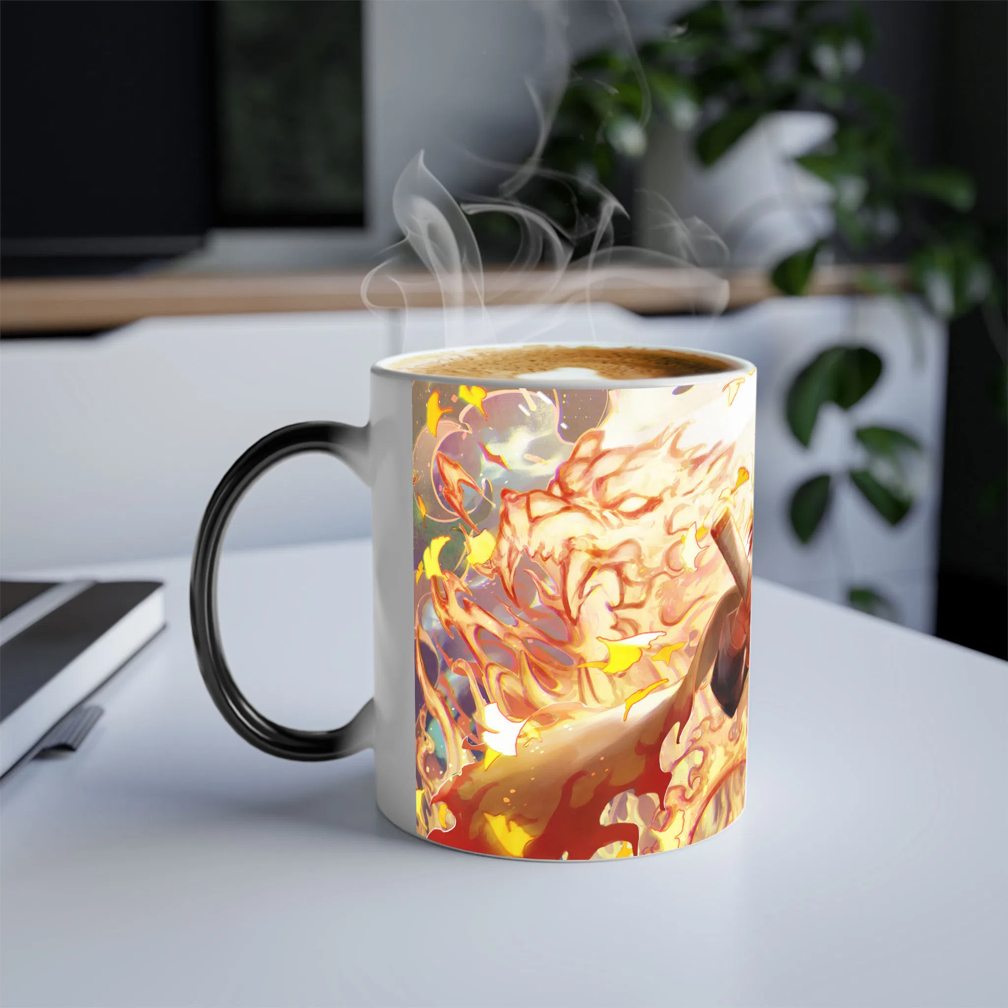 ماگ حرارتی لیمینات طرح انیمه شیطان کش هاشیرا شعله - Kyojuro Rengoku - Kimetsu no Yaiba - Demon Slayer کد NM0639 — تصویر 3