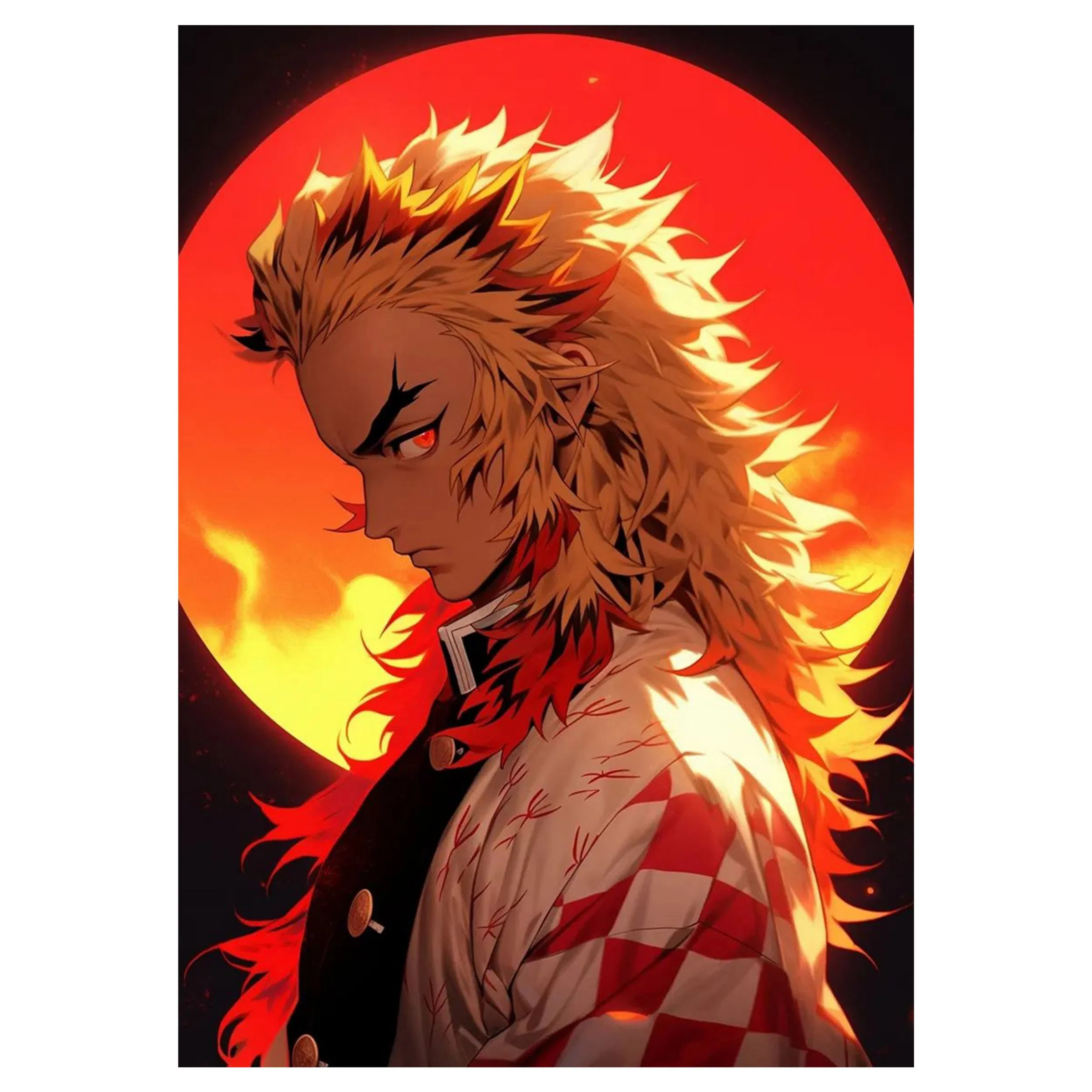 تابلو شاسی لیمینات طرح انیمه شیطان کش هاشیرا آتش رنگوکو کیوجیرو Demon Slayer مدل NV1571