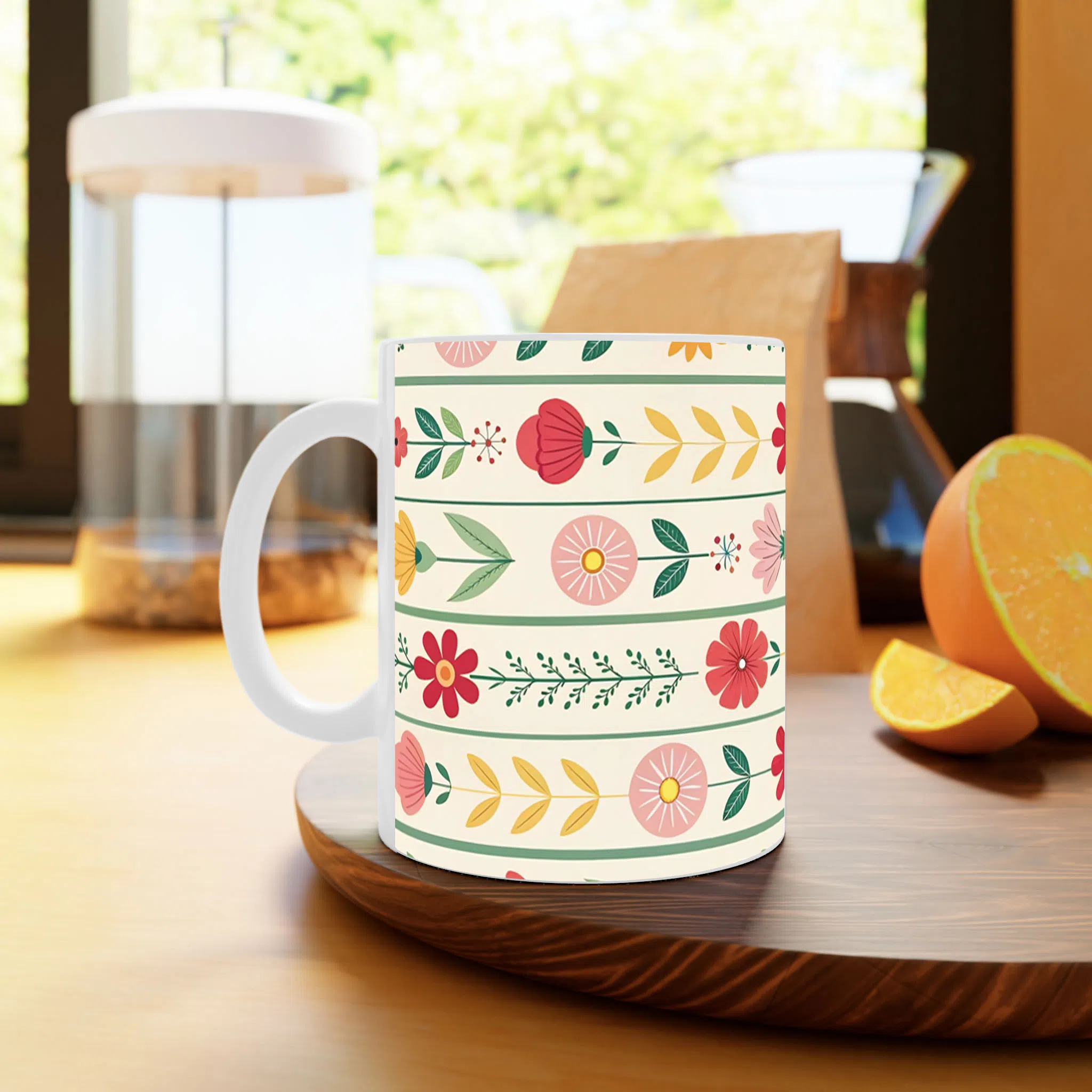 ماگ لیمینات طرح گل کارت پستالی کد NM15365 — تصویر 4
